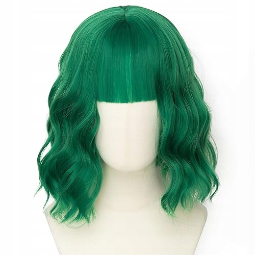 Paruka Zelená Krátká Bob Vlnitá Hříva Cosplay Žena 30CM karnevalová