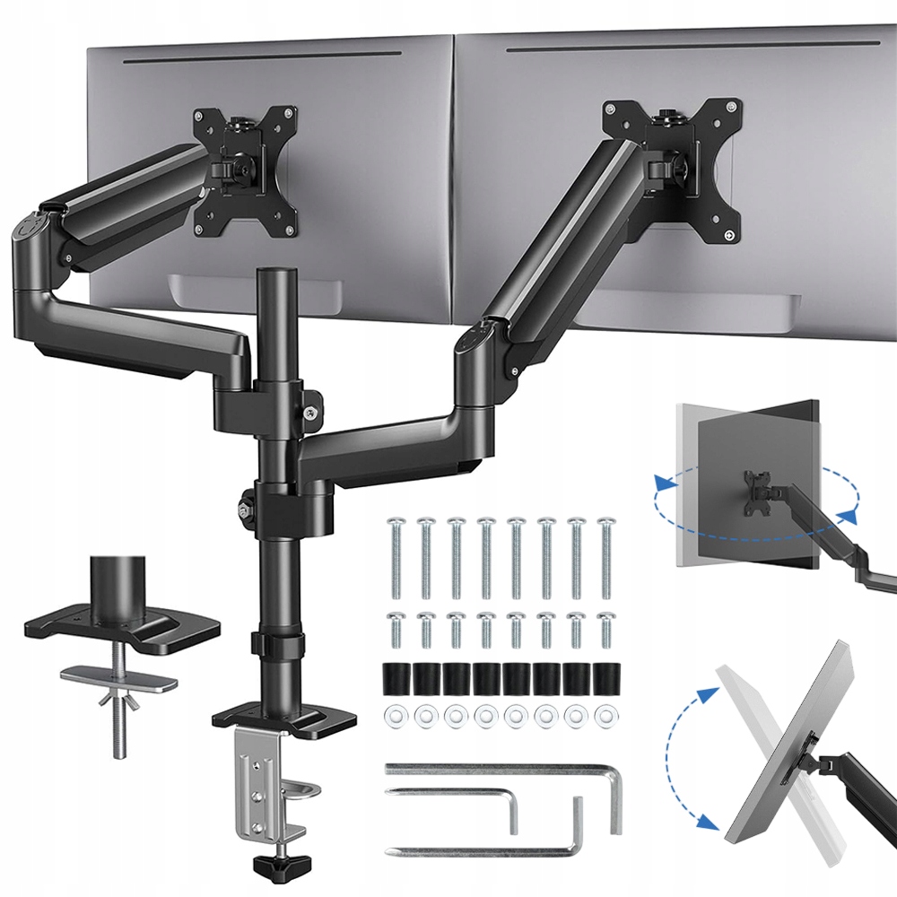 Stolní Otočný Držák Pro Dva Monitory LCD 13"-32" 3D Regulace Vesa