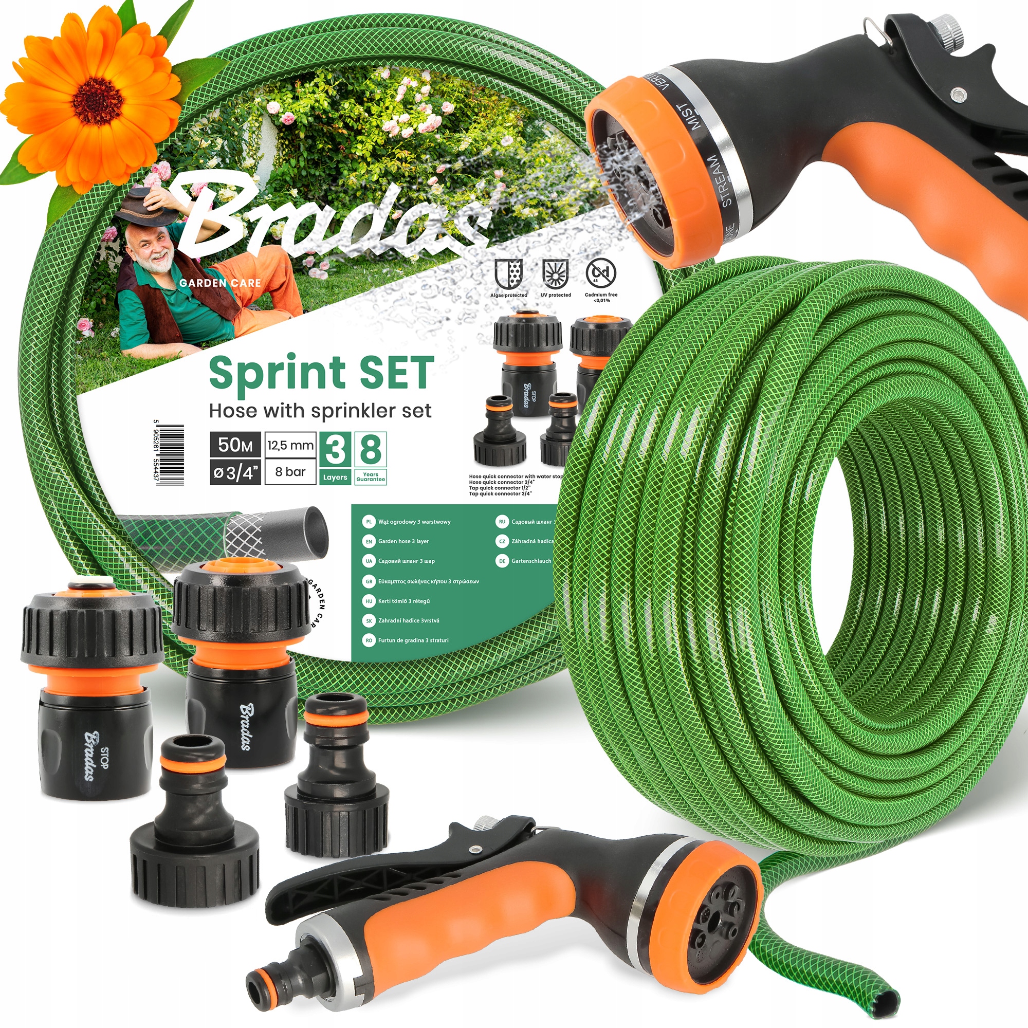 Záhradná Hadica 3/4 Zvinovacia Voda Flexibilná Zalievanie 50 m Šlauf 3-VRSTVOVÁ Yo