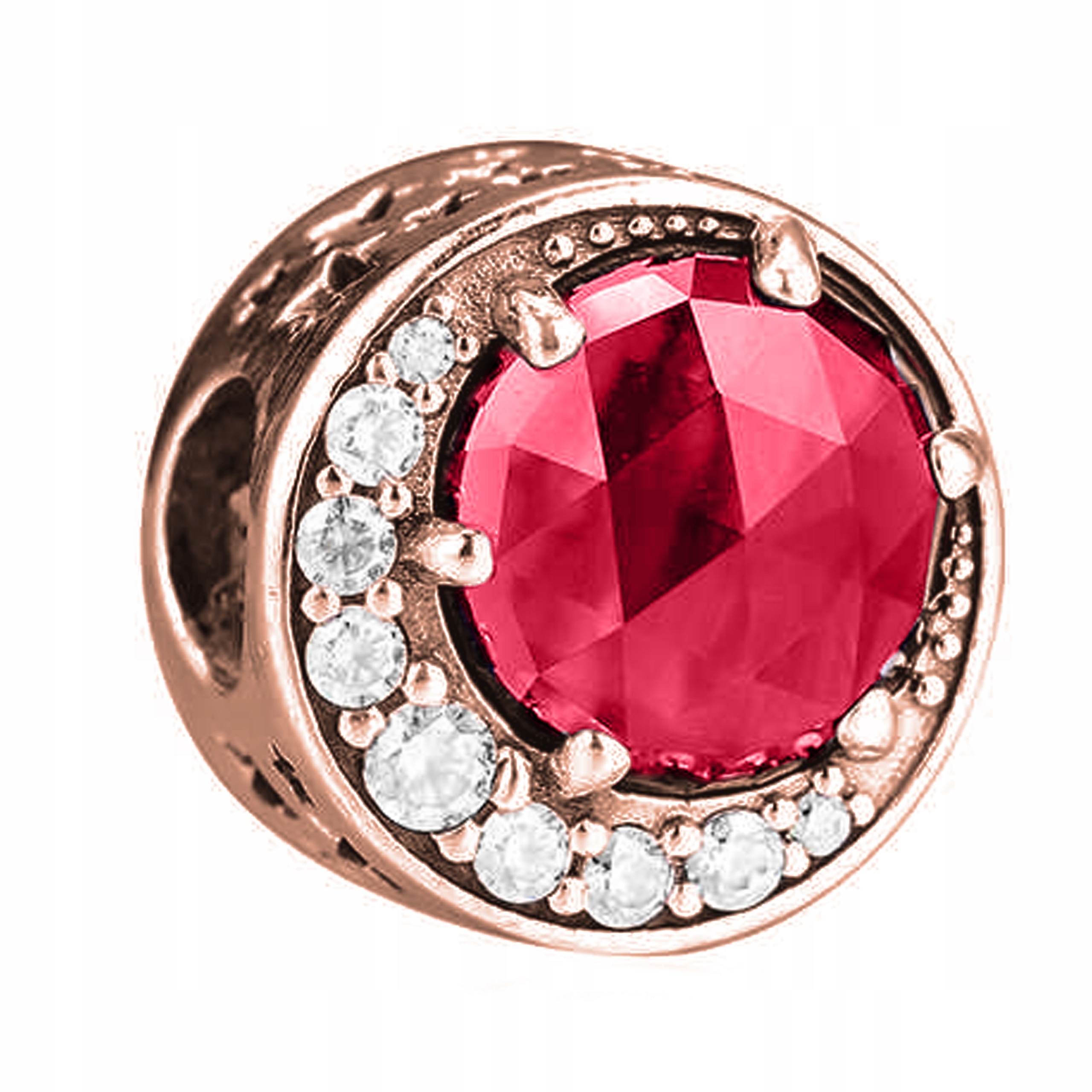 Charms Pozlacený měsíc Červený Zirkon Půlměsíc Stříbro 925