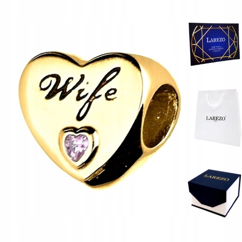 

Charms złoty Wife Żona Serce srebro 925