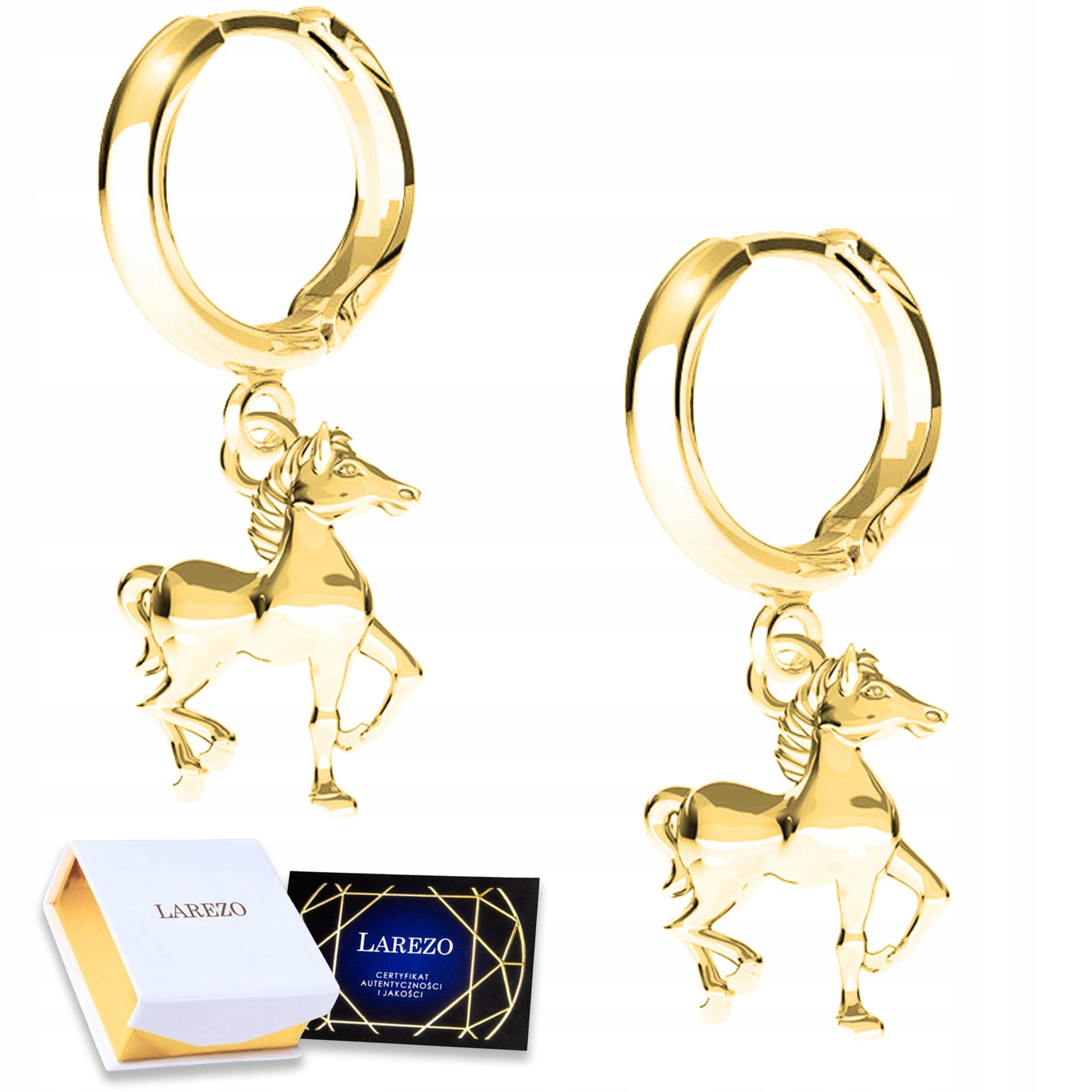 Zlaté Náušnice Kůň Koník Poník Zvíře Jízda Láska ke koním Stříbro 925