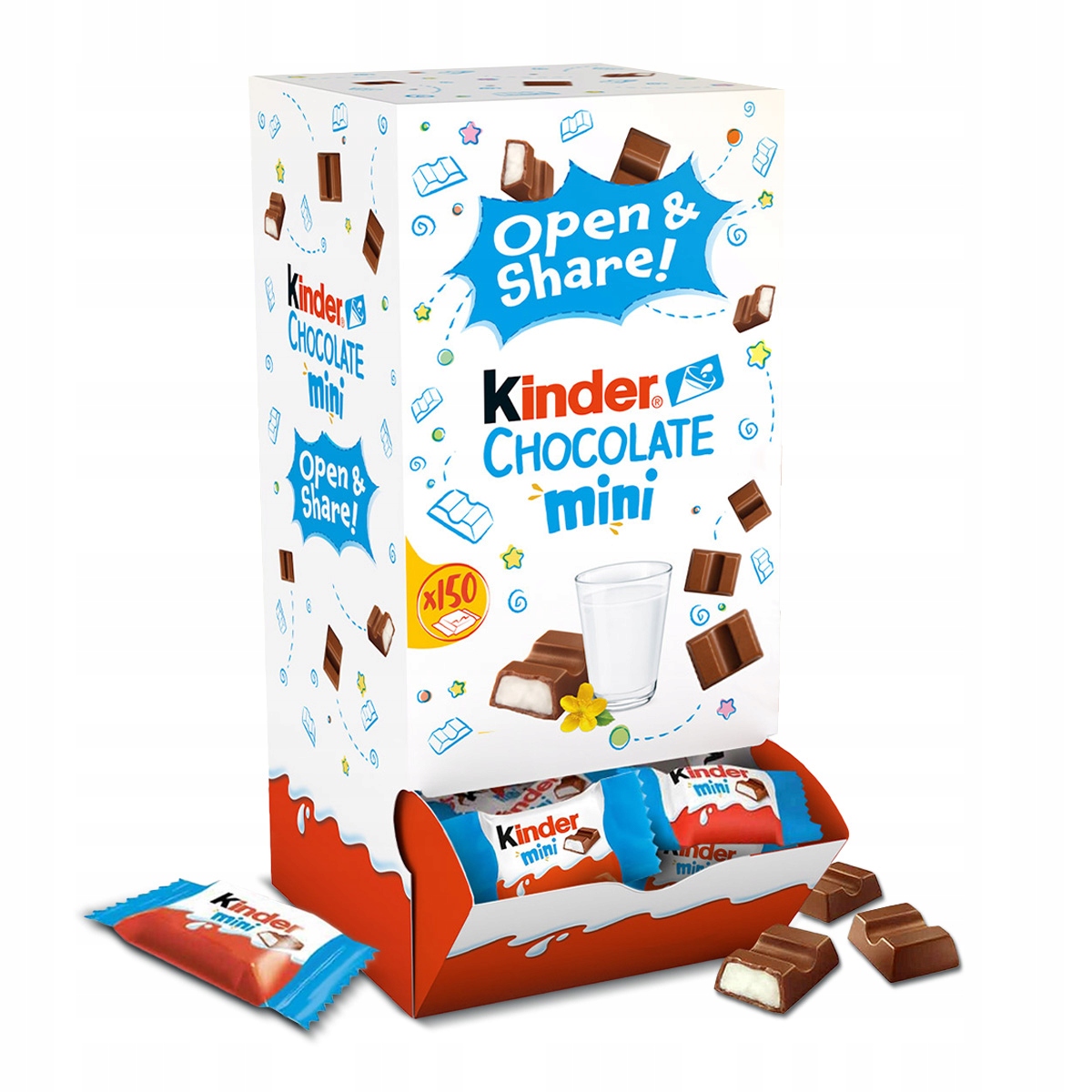 Kinder Chocolate Mini Open&Share Box, czekoladki, nadzienie mleczne,150 szt