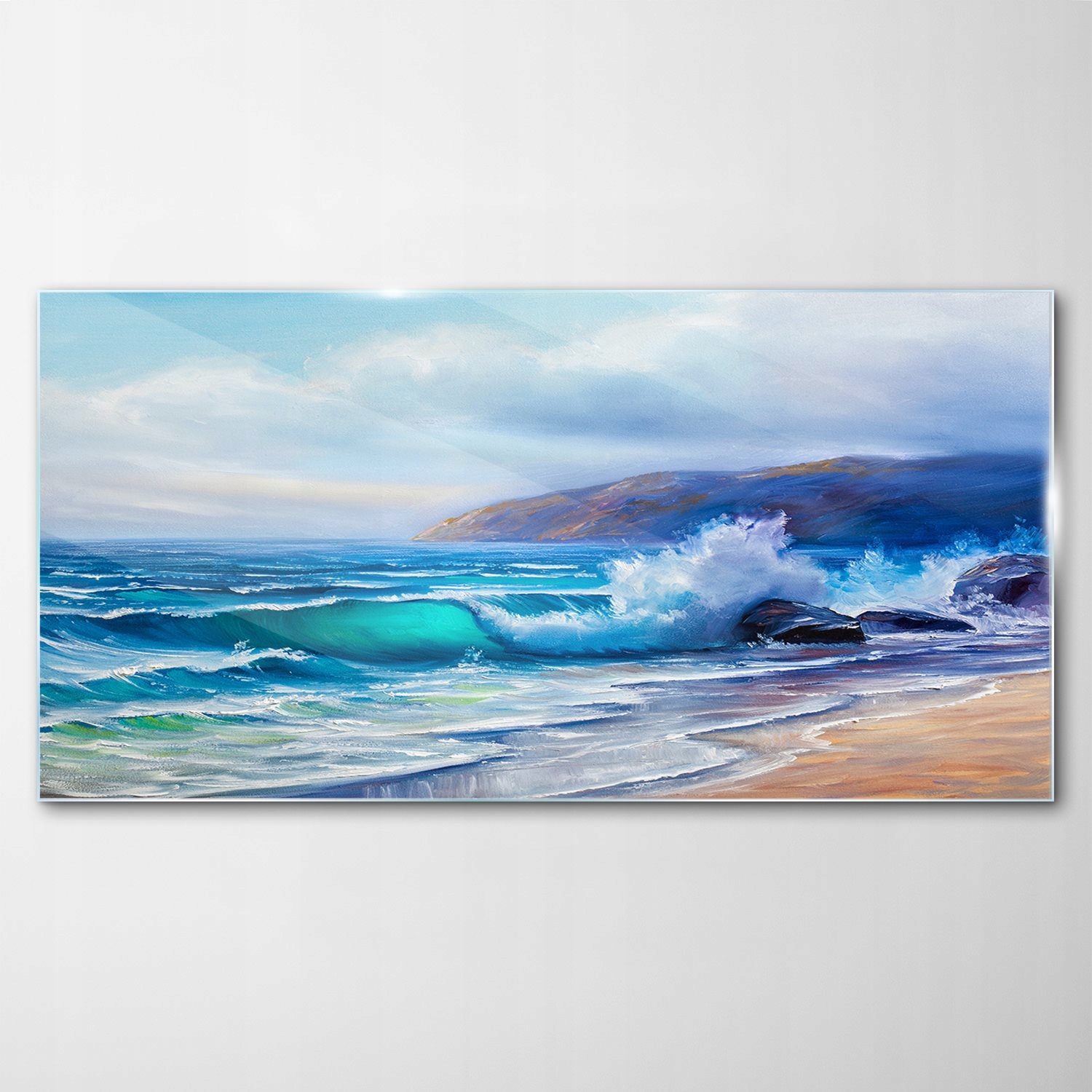 Obraz Sklenená dekorácia Voda Piesok Pláž Vlny 140x70