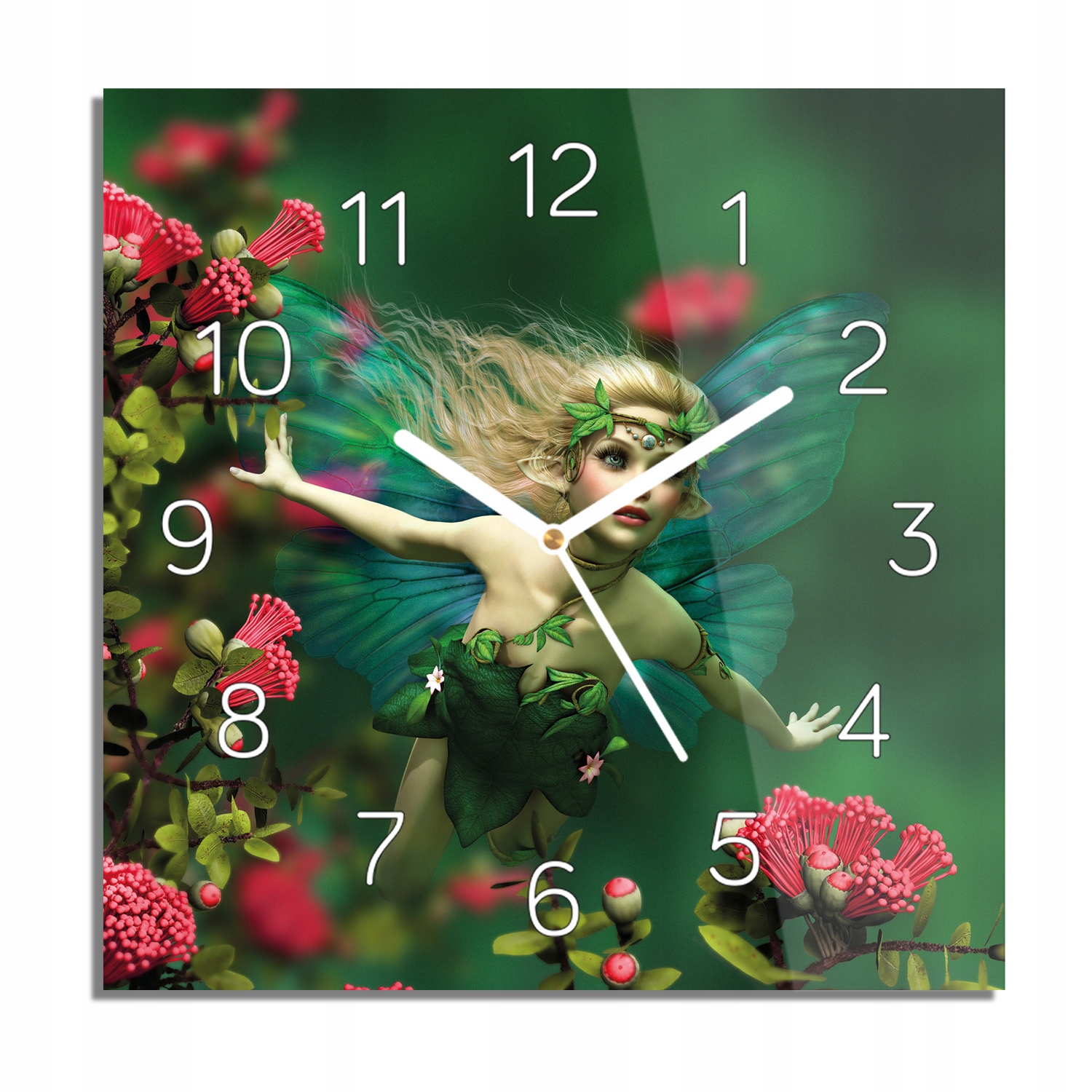 

Wróżka elf kwiaty foto-zegar cichy 30x30 z foto