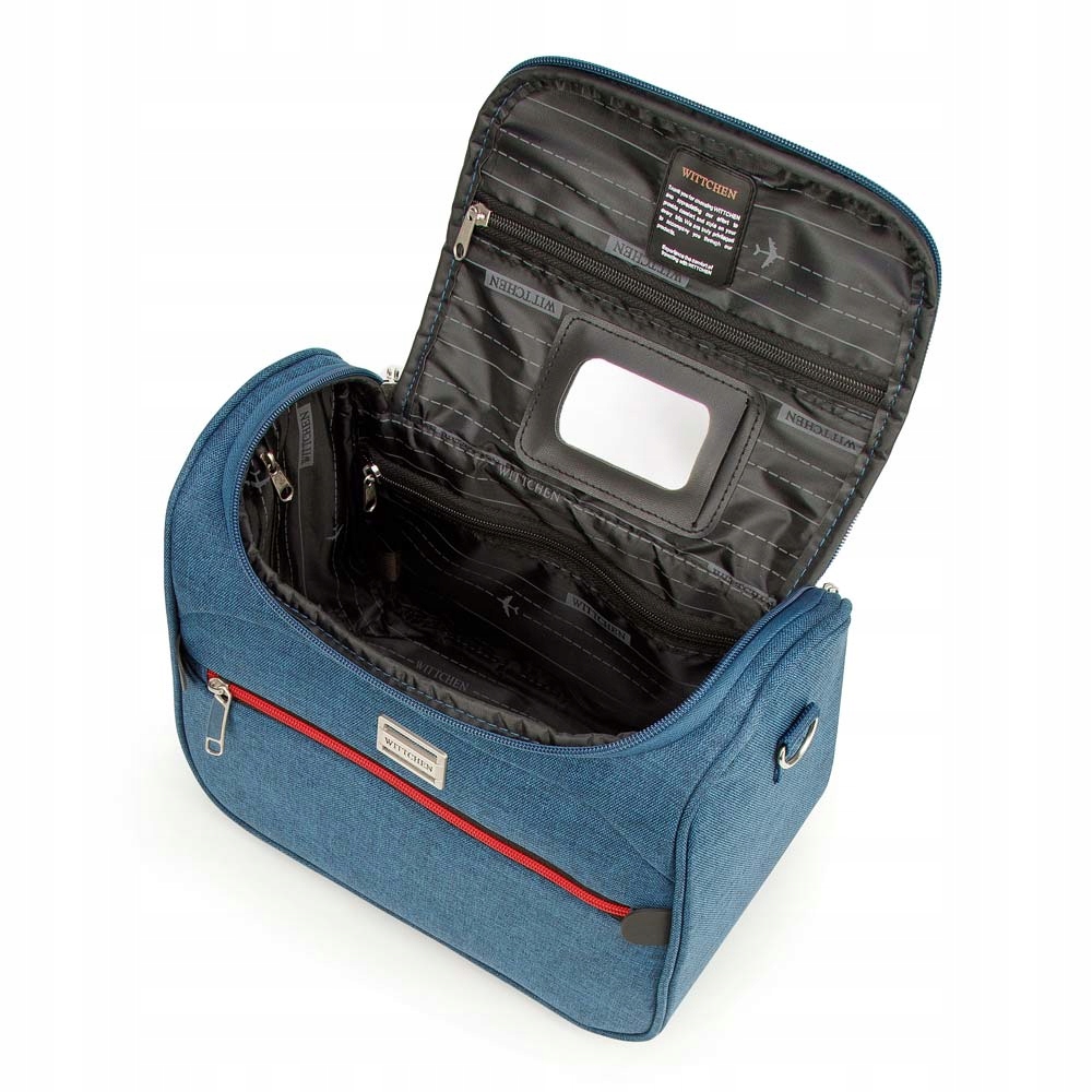 KOMPLET WALIZEK MATERIAŁOWYCH Z KOSMETYCZKĄ WITTCHEN 56-3S-50K-91 MORSKI Wzór dominujący bez wzoru