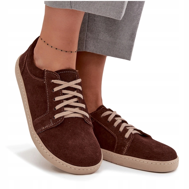 Tenisky Typu Barefoot Z Přírodního Semiše Zazoo 314 Čokoládové 39