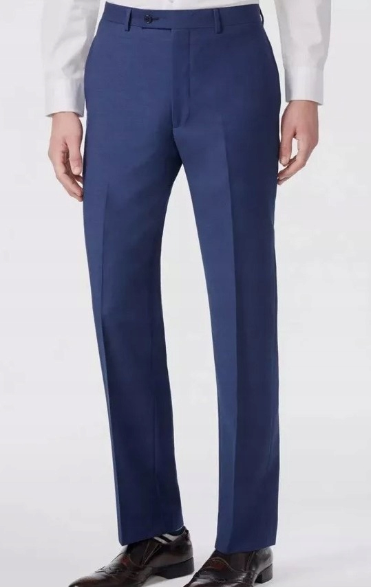 Calvin Klein Elegantní Vlněné Kalhoty Modré 42/30 Jhg