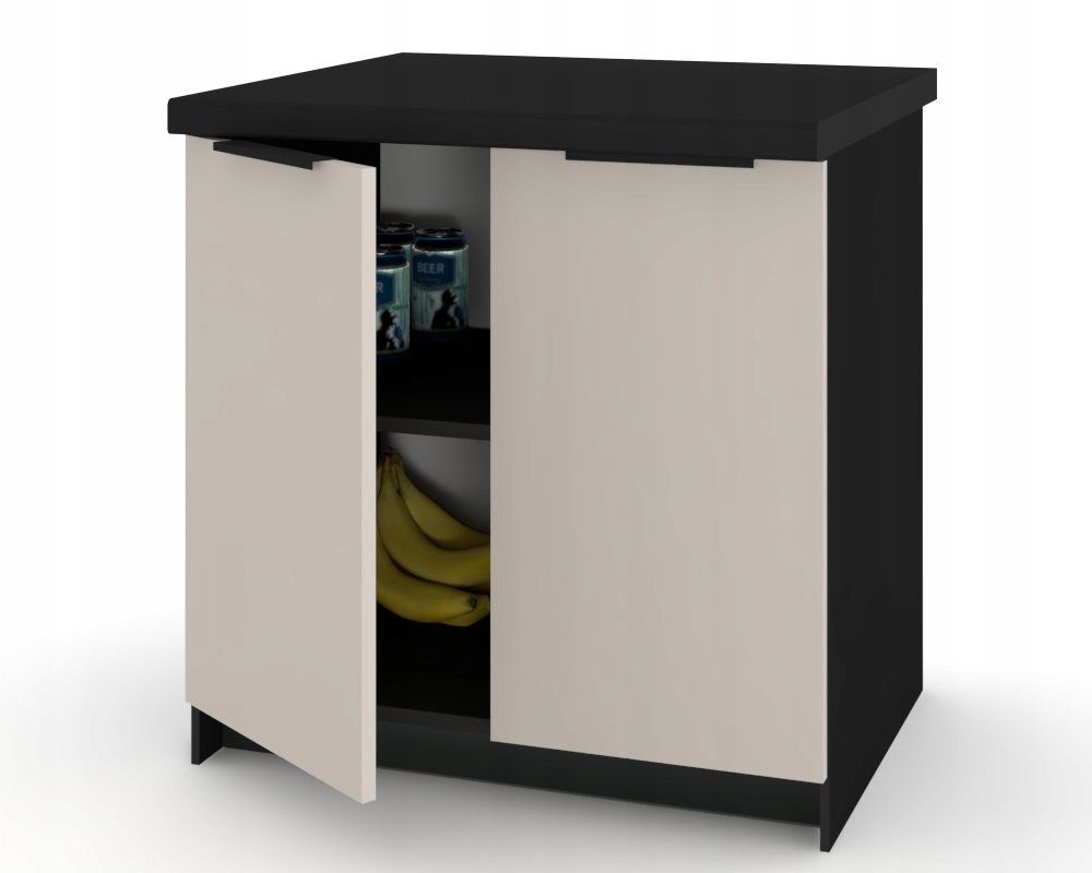 Szafka Kuchenna Stojąca Dolna KIRA Czarna Kaszmir 80cm blat Cichy Domyk Kod producenta 50103580480