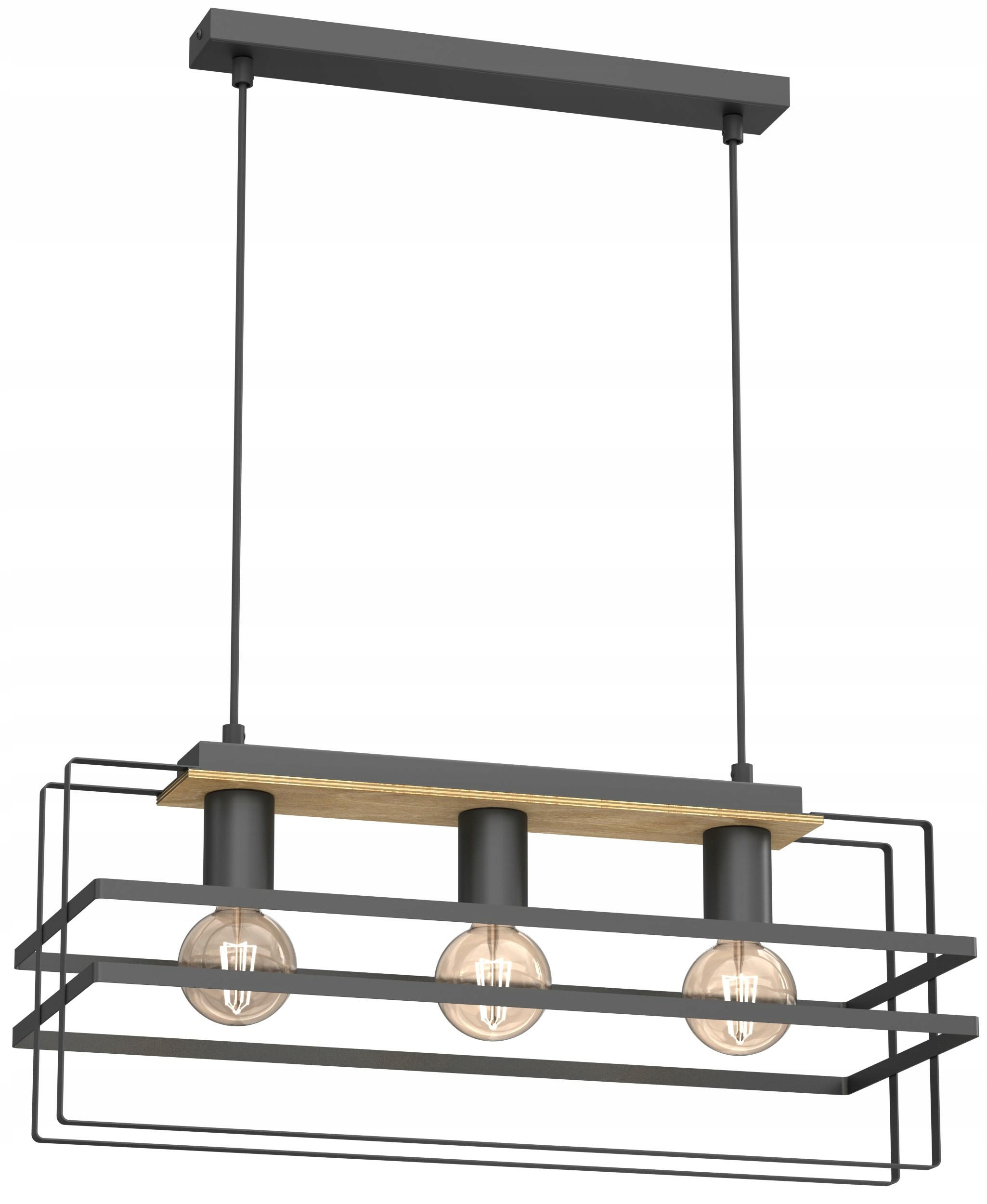 Závesná stropná lampa Kortez čierna hnedá 3xE27 moderná do obývačky