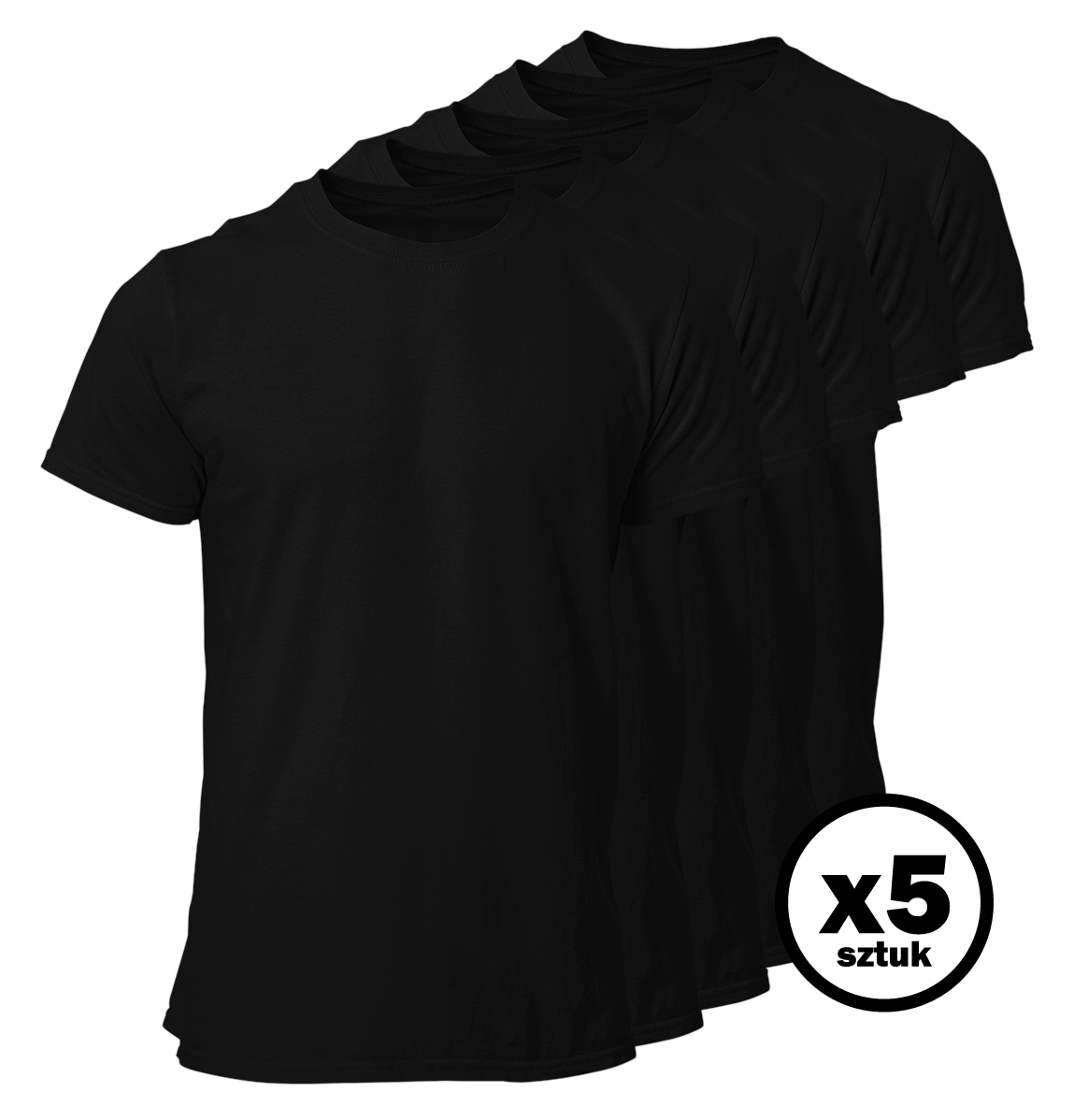 

Koszulka T-shirt 100% Bawełna czarna Zestaw 5 szt.