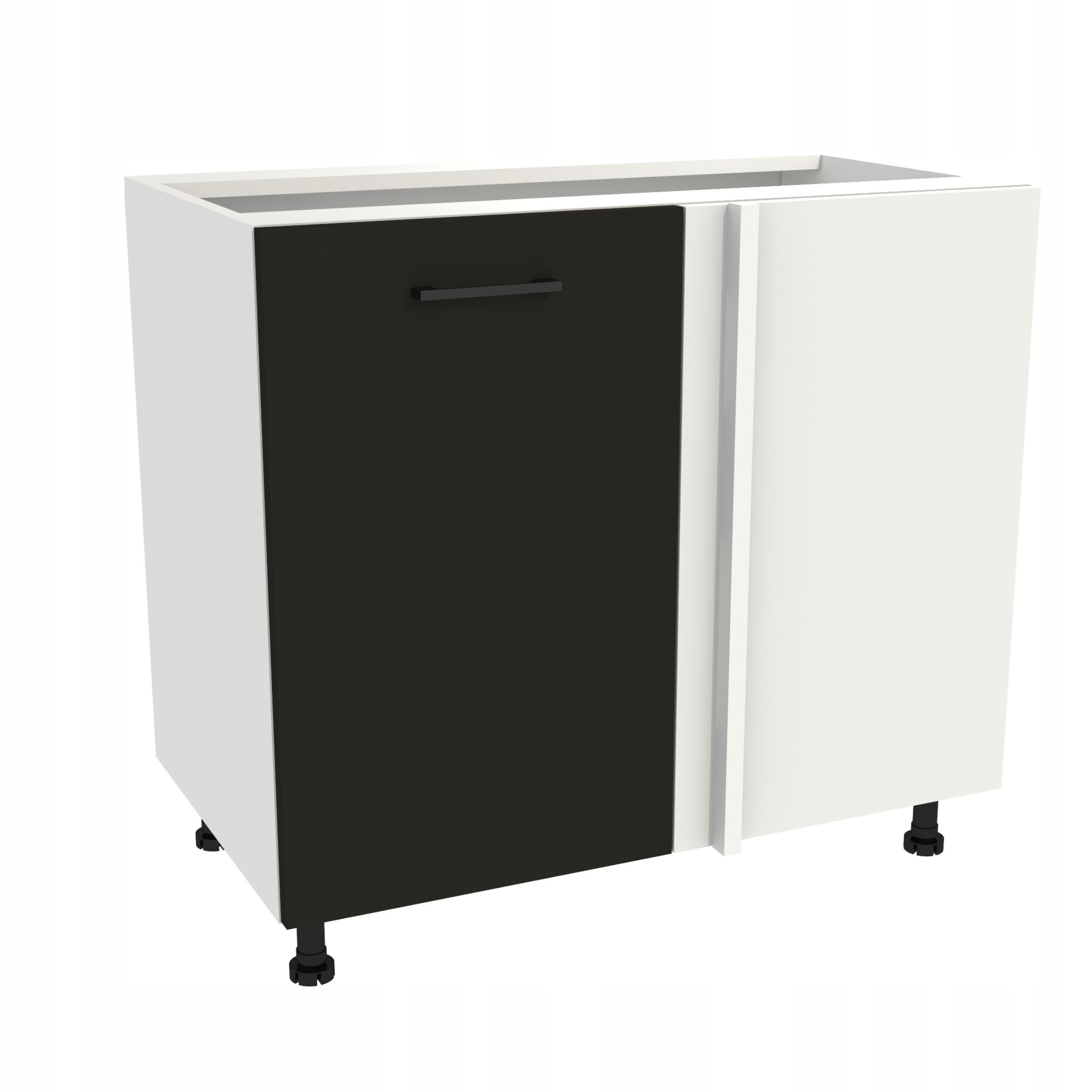 Spodná rohová kuchynská skrinka 105 Capri korpus Biela predná časť Čierna Matná