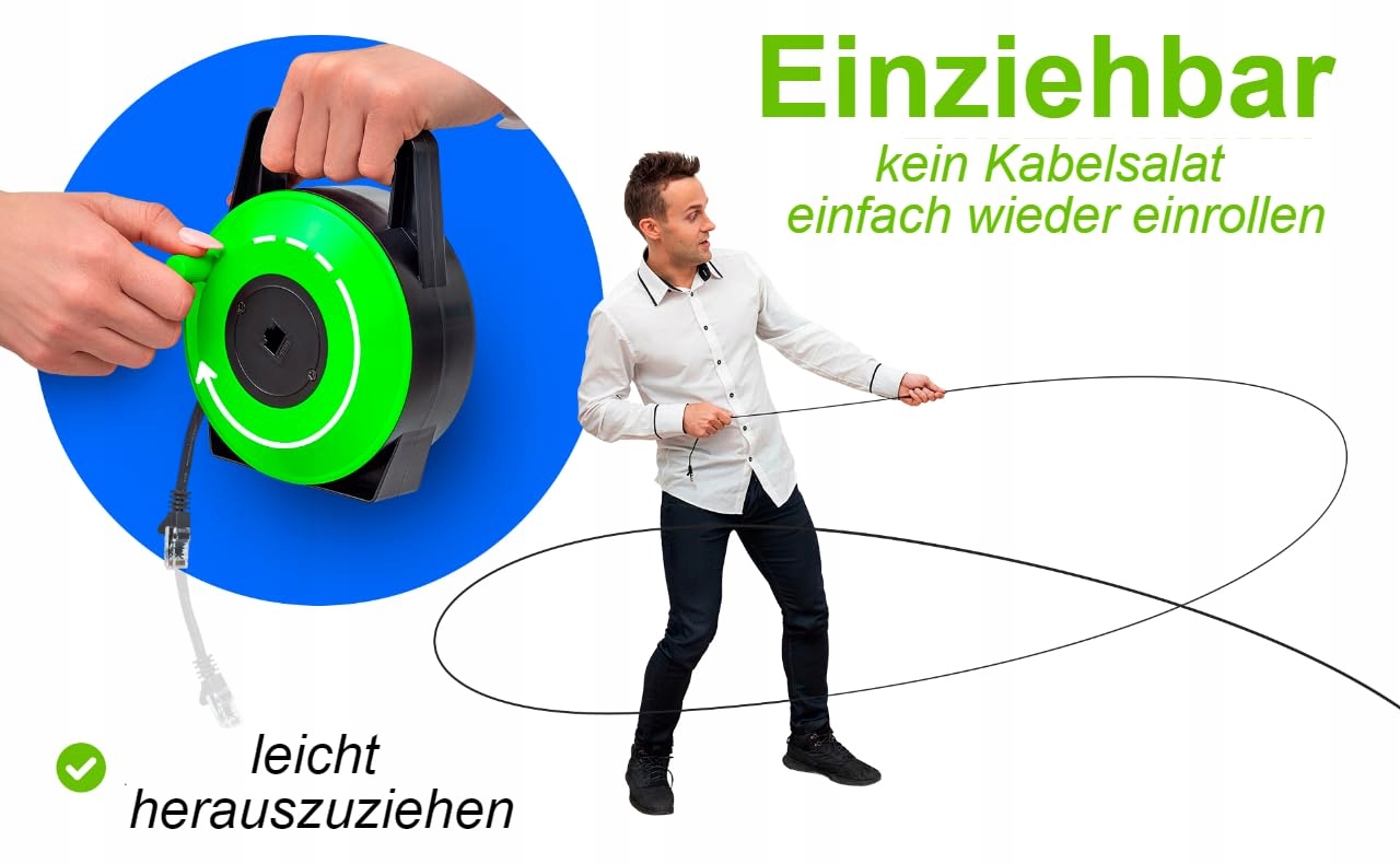 EXTNGO Kabel Ethernet CAT6 10m Płaskie Przenośne Szybkie RJ45 UTP — miniatura 2