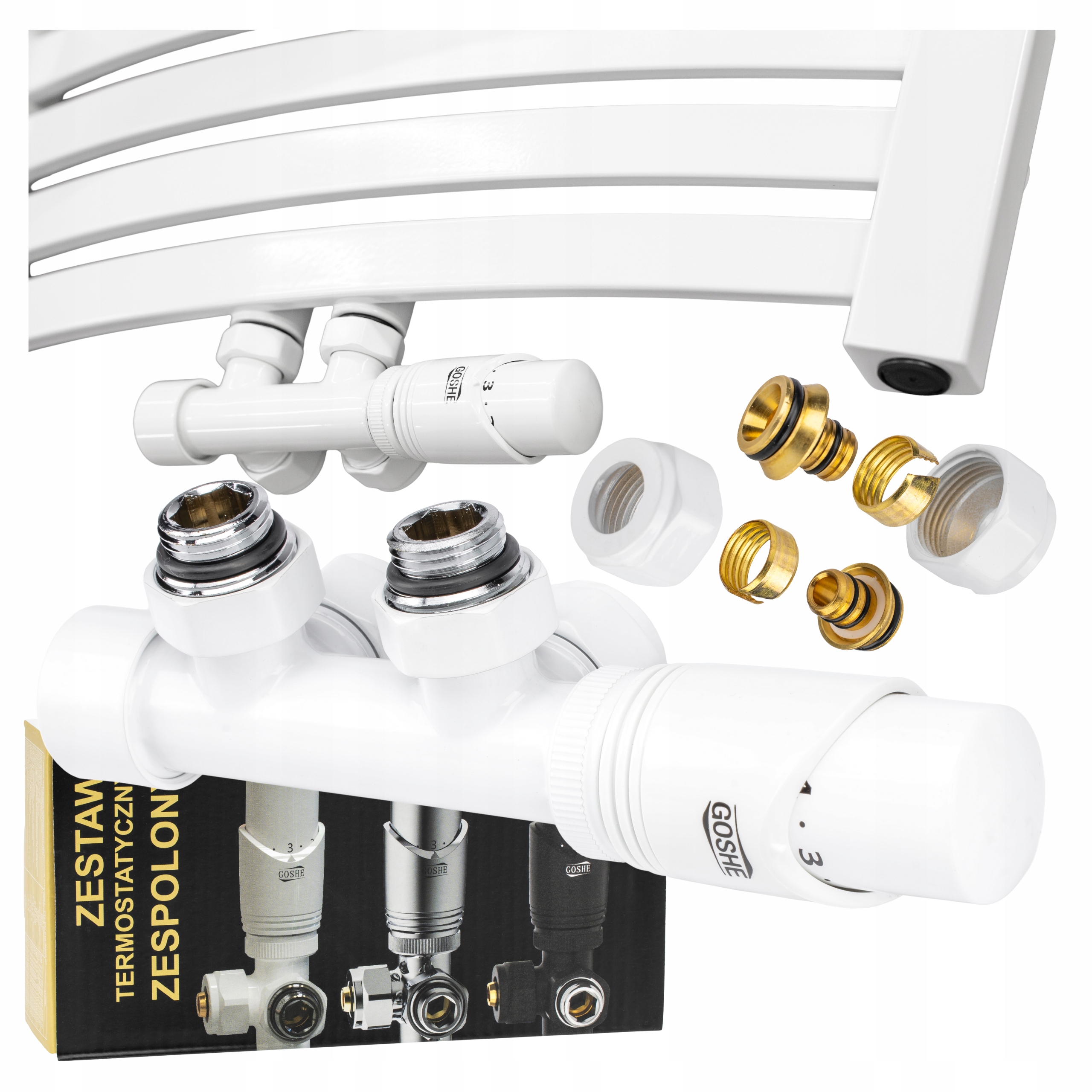 Termostatický Radiátorový Ventil Bílý Duoplex 1/2"GZ Na Pex Fi 16 Premium