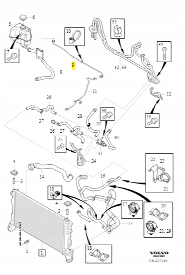 Wąż przewód odpowietrznika chłodnicy Volvo Stan opakowania oryginalne