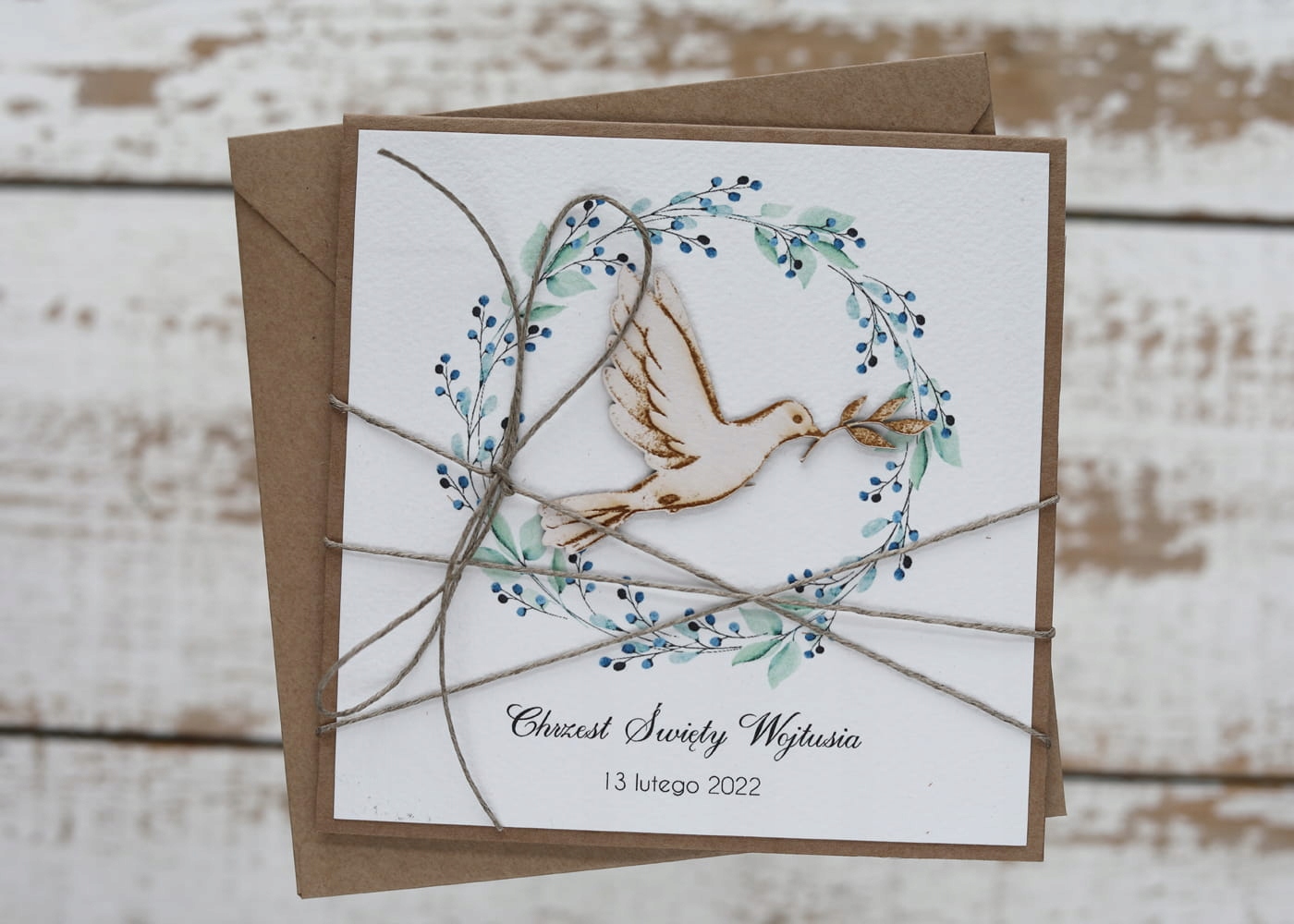 Originální přání na křtiny s věnečkem