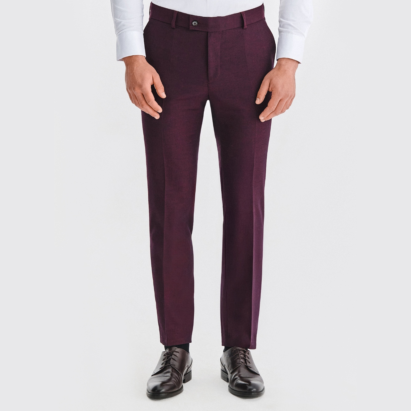 Elegantní vínové oblekové kalhoty Slim Fit Pako Lorente vel