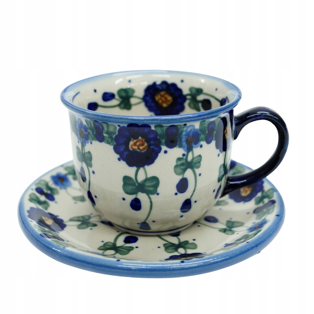 Ceramiczna filiżanka ze spodkiem Bolesławiec