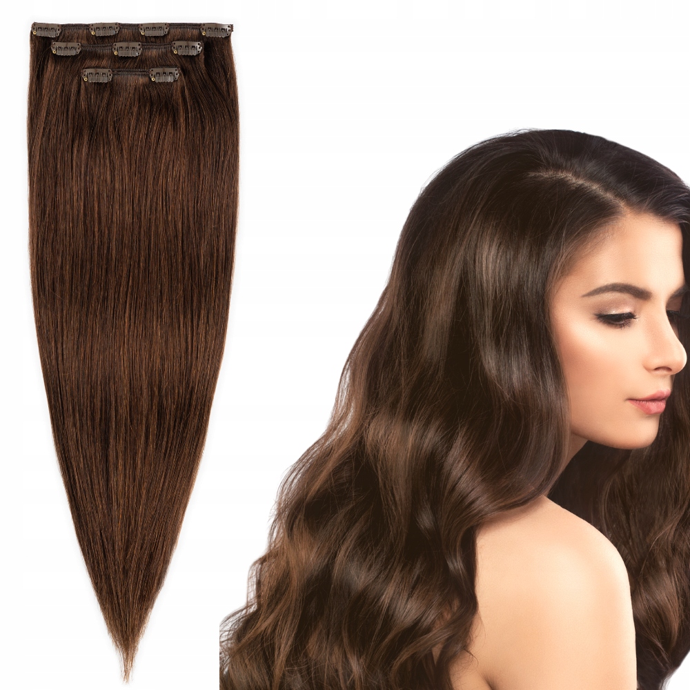 Připínací přírodní vlasy Clip In 3 pásky 60 cm #3
