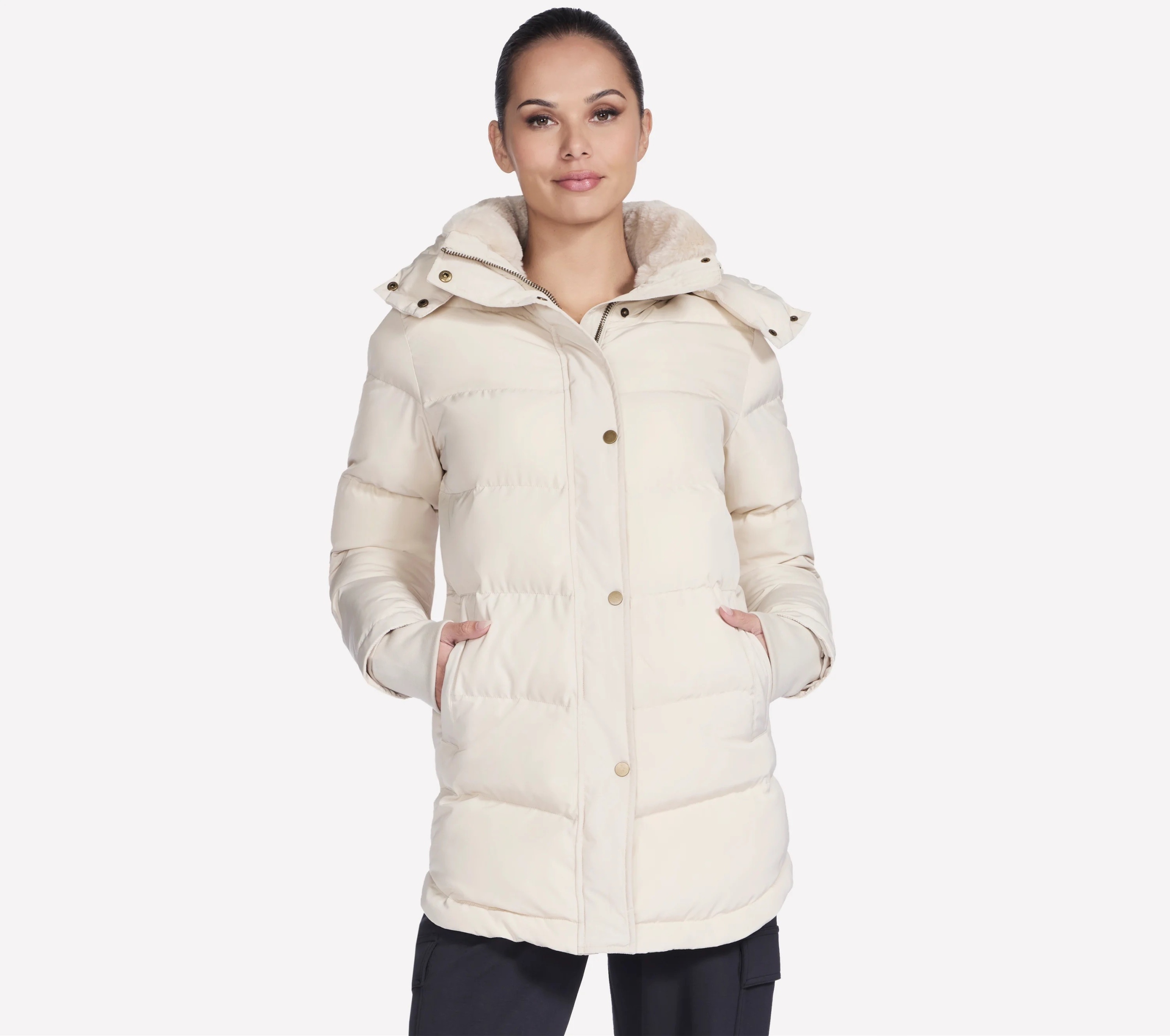Dámská zimní bunda Skechers On-the-GO Luxe Parka béžová JA285 Nttn