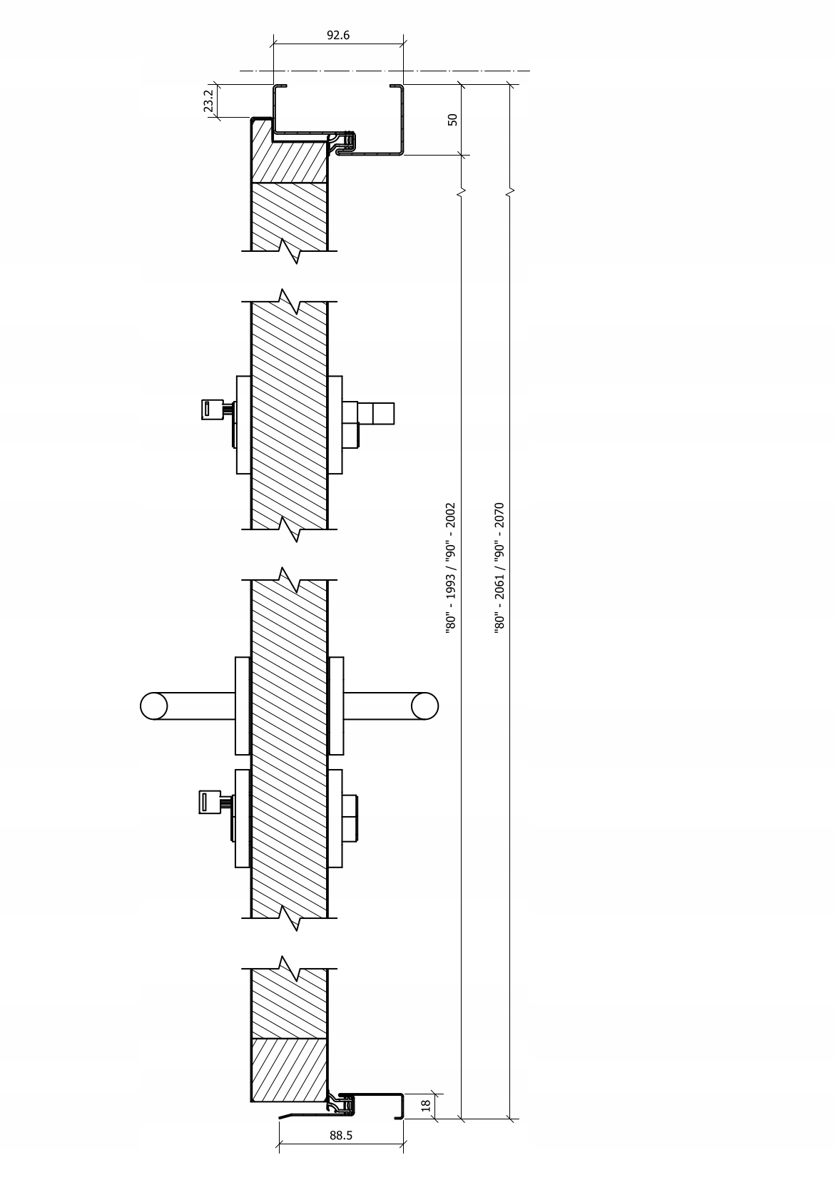 Drzwi lewe 55mm zewnętrzne antracyt 90 cm black Typ pełne