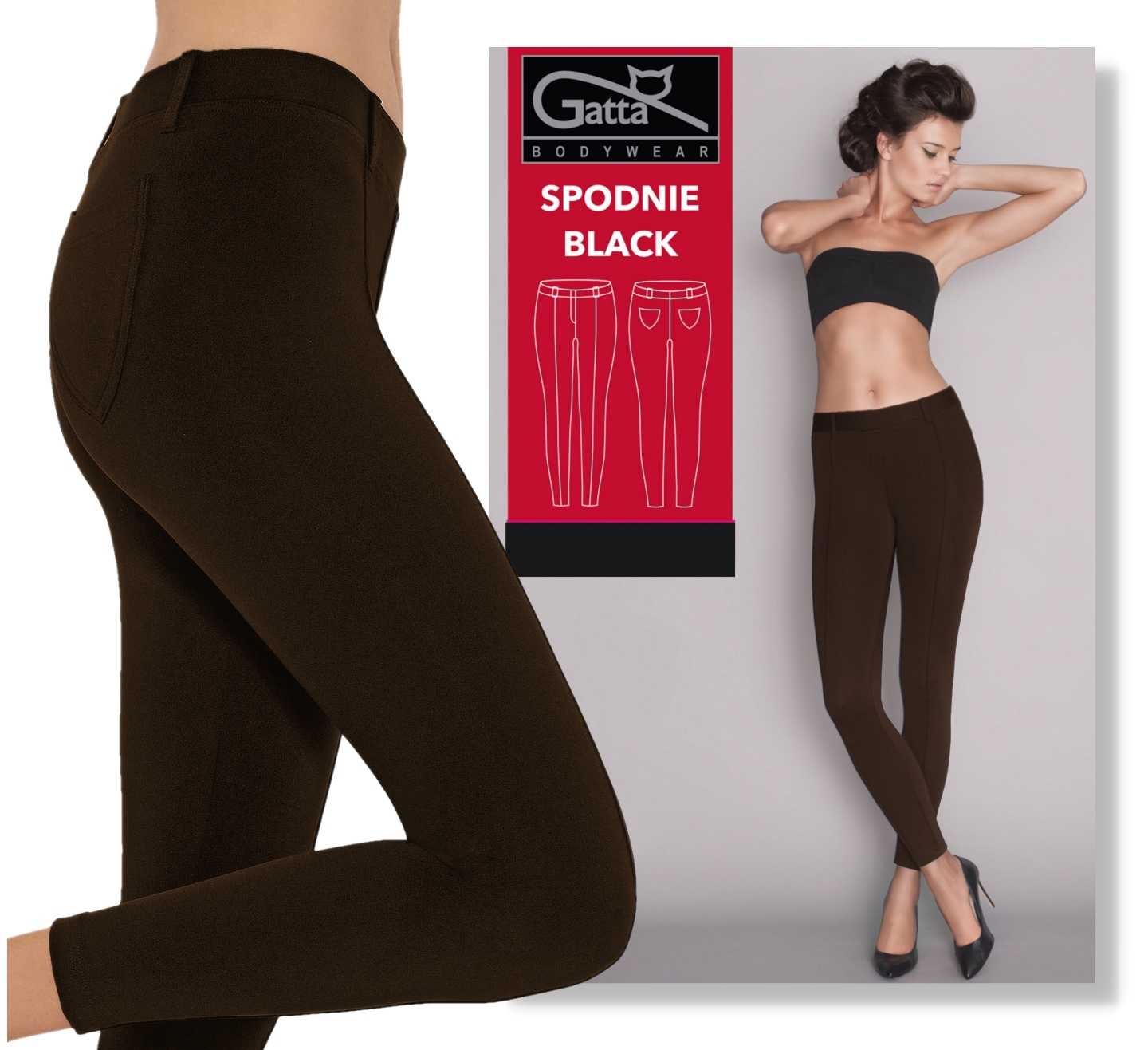 

Spodnie Black Gatta Legginsy ze szwem brązowe L