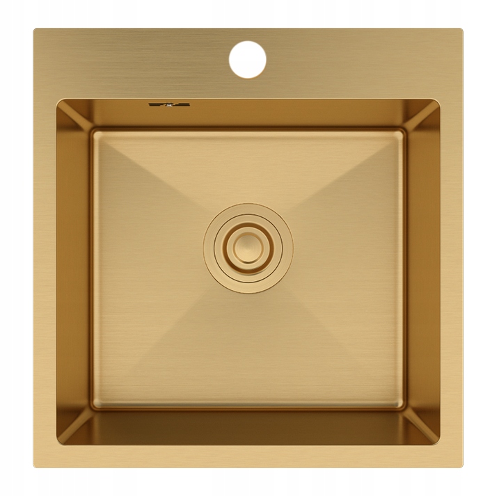 Oceľový Drez Jednokomorový Zlatý Kuchynský Sifón Manuálny BARI46