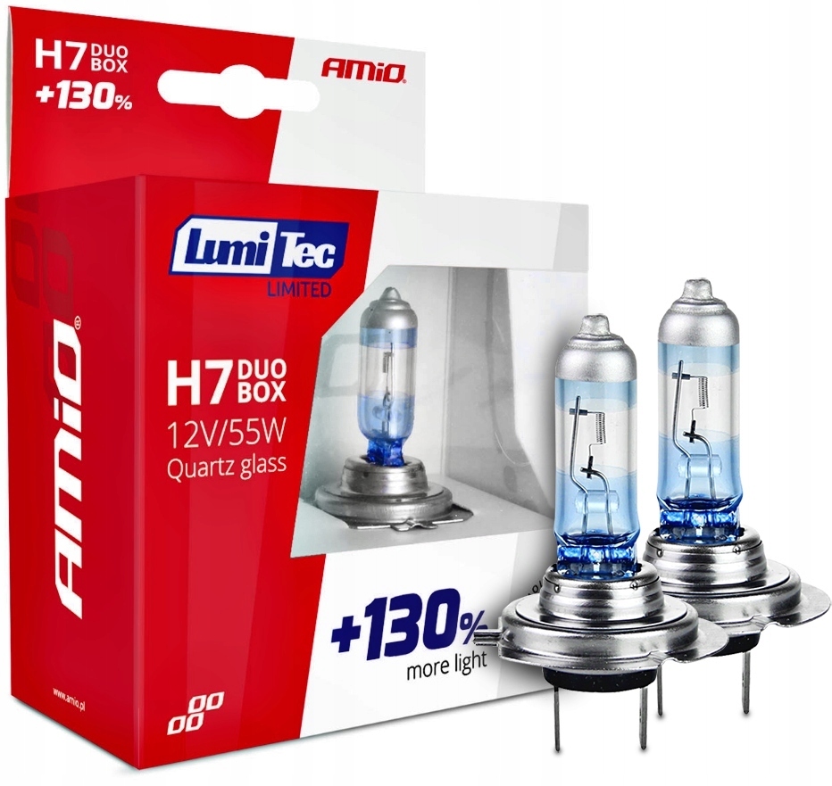 2X Żarówki halogenowe H7 12V 55W LumiTec Limited +130% Duo Homologacja Amio