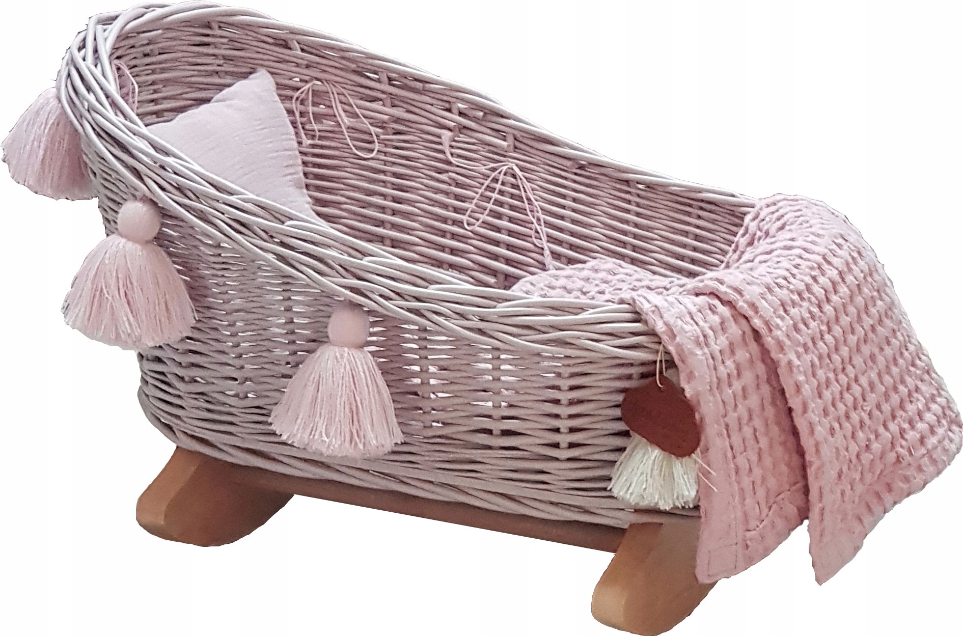 

Kołyska Wiklinowa Łóżeczko Dla Lalek Brudny Róż