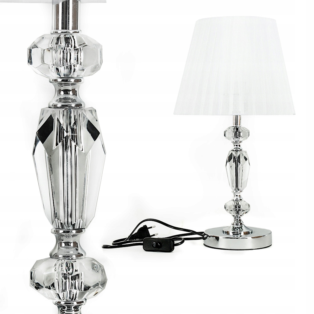 

Lampa glamour lampka stołowa nocna modna biała 46c