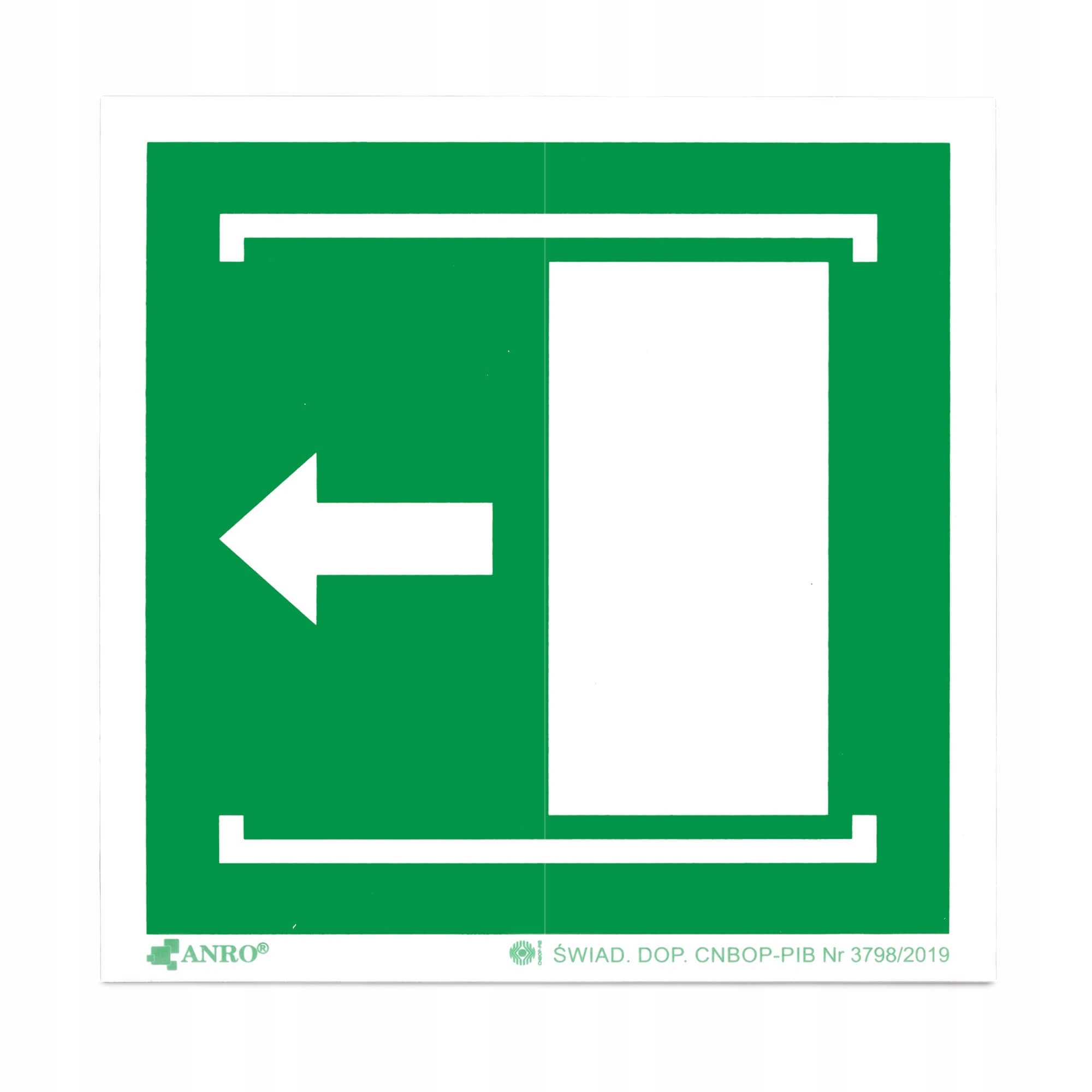 

E034 Drzwi Przesuwne W Lewo 15X15CM Znak Bhp