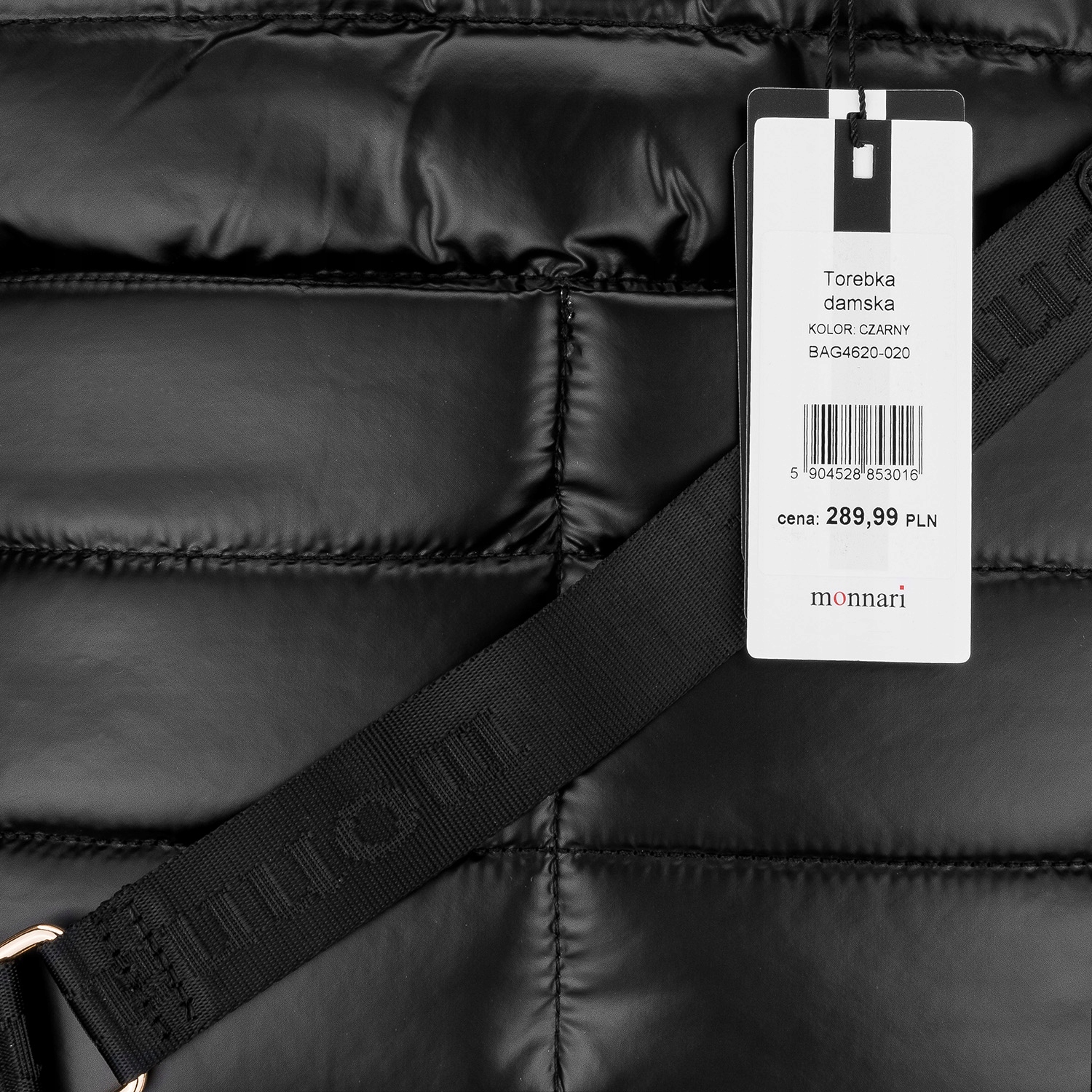 TOREBKA Damska MONNARI Czarna SHOPPER BAG PIKOWANA NA RAMIĘ PASEK Kolor czarny