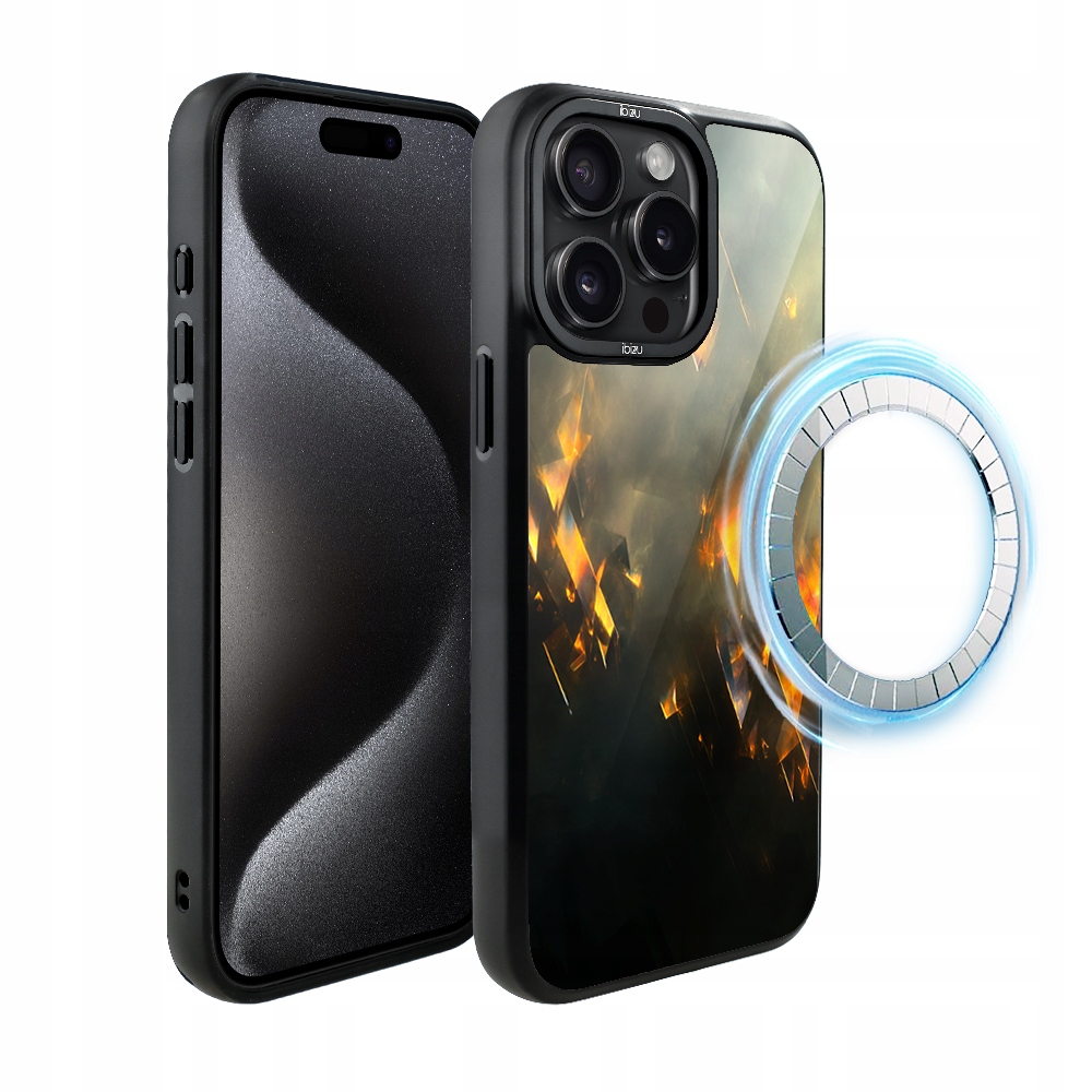 Matný Pouzdro Ibizu DropGuard pro iPhone 15 Pro s MagSafe, zlaté jiskry