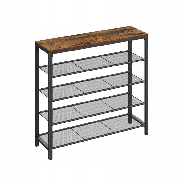 Botník Vasagle 4 police, ocelový rám, rustikální hnědá
