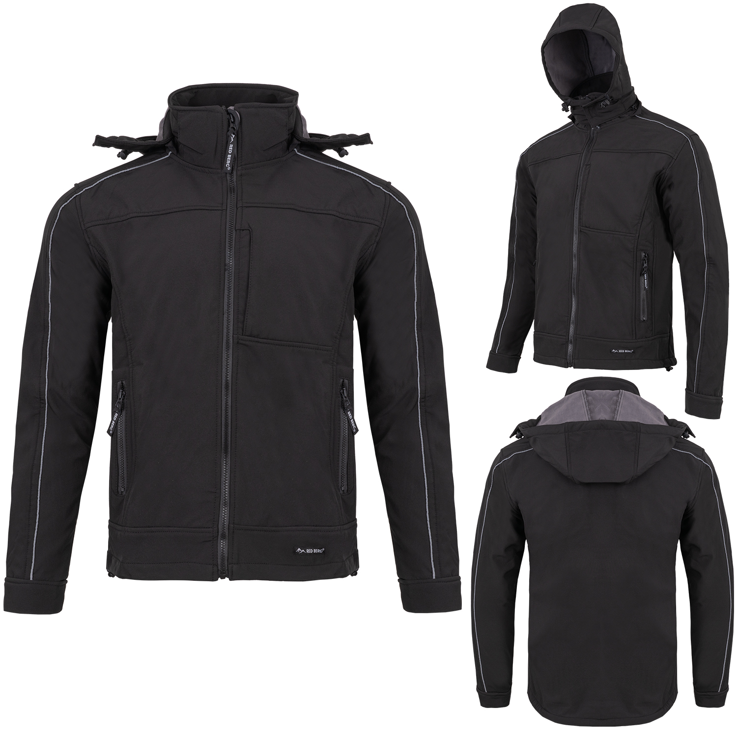 KURTKA SOFTSHELL ROBOCZA Z KAPTUREM CZARNA REDBERG