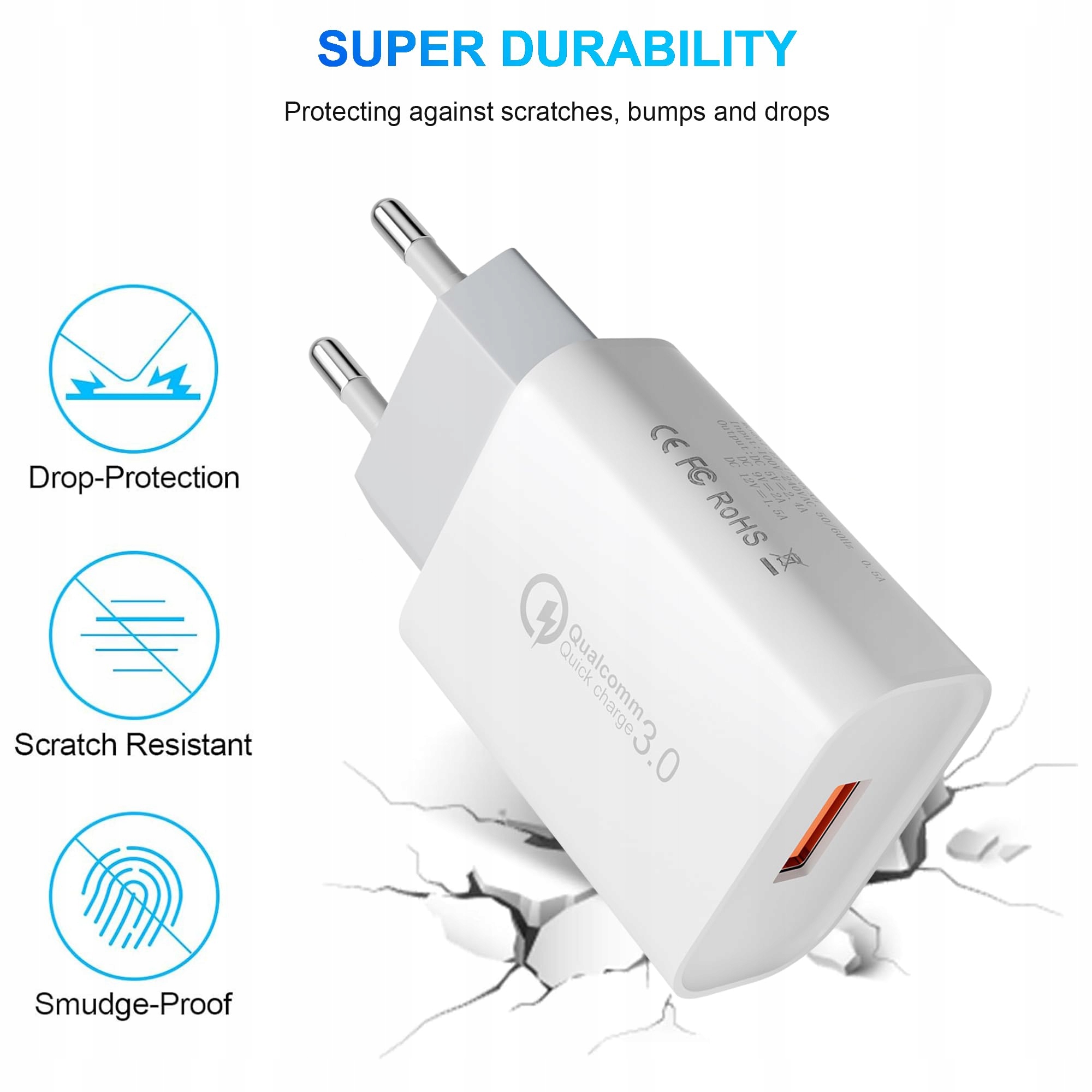 UNIVERSAL USB Ładowarka Szybkie Ładowanie 3A Do Android Telefonów — miniatura 5