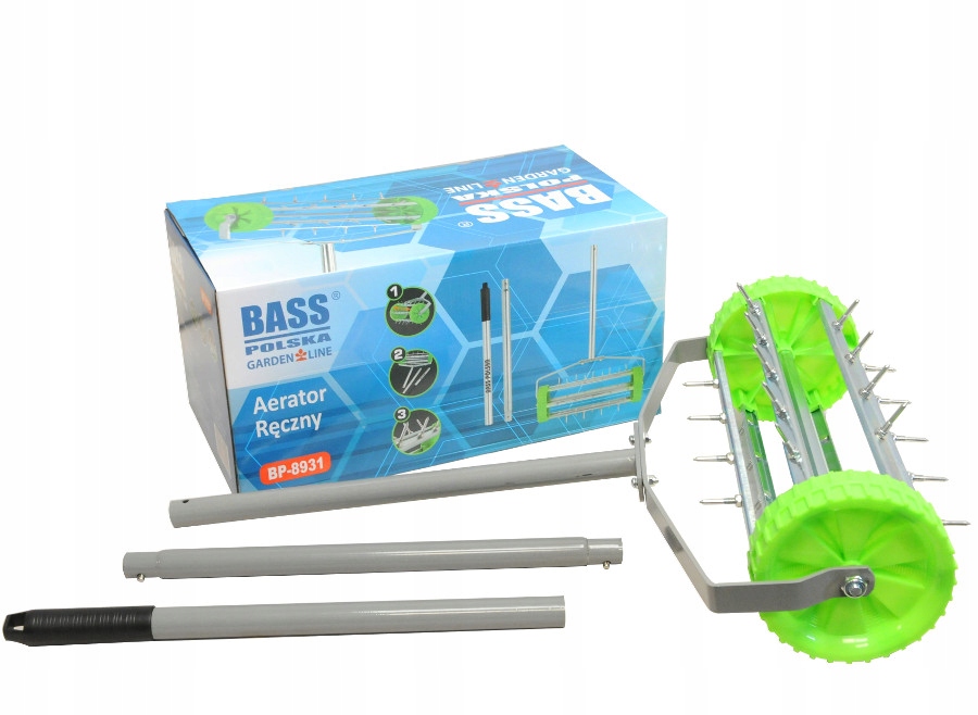 AERATOR RĘCZNY DO TRAWNIKA 420mm WAŁEK Z KOLCAMI AREATOR TRAWY Marka Bass