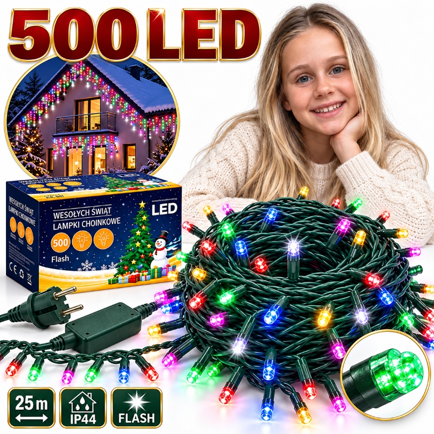 Lampy Rampouchy 500 Led 25M Multicolor Flash IP44 Venkovní Kombinované