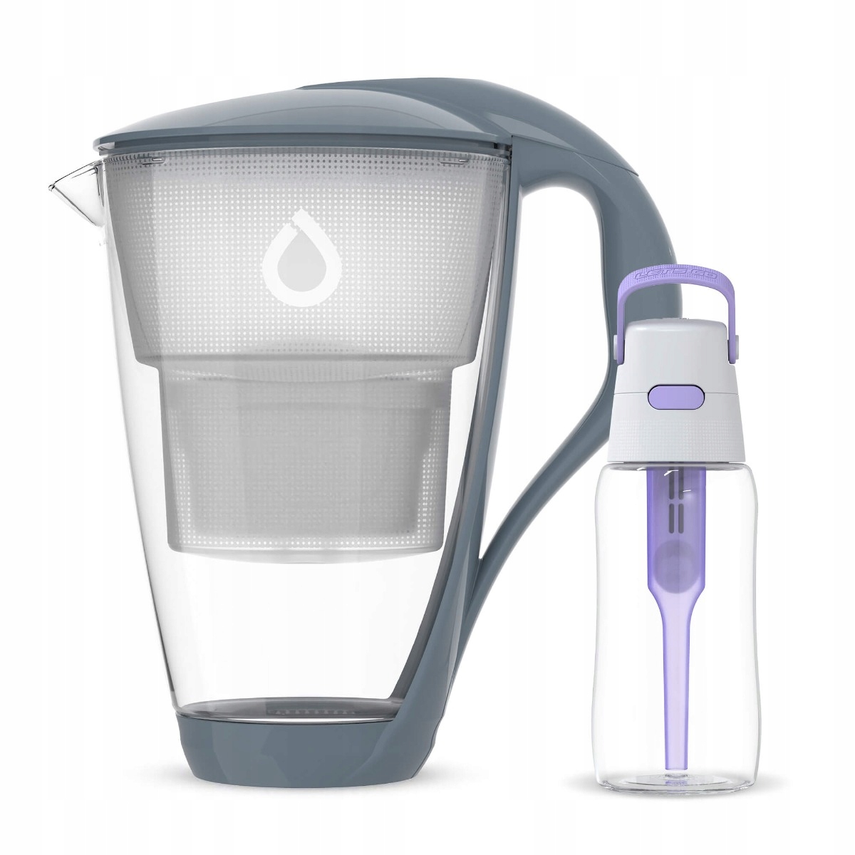 Skleněný džbán Dafi Crystal ocelový Unimax s fialovou lahví Solid 0,5 l