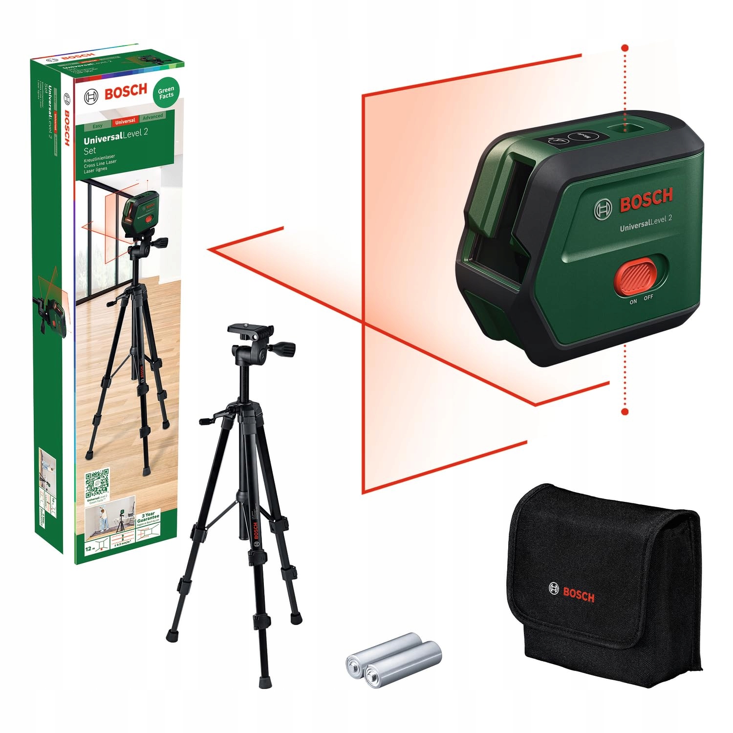 Bosch křížový laser UniversalLevel 2 Uni (Carton)+Tripod (0.603.663.F01)