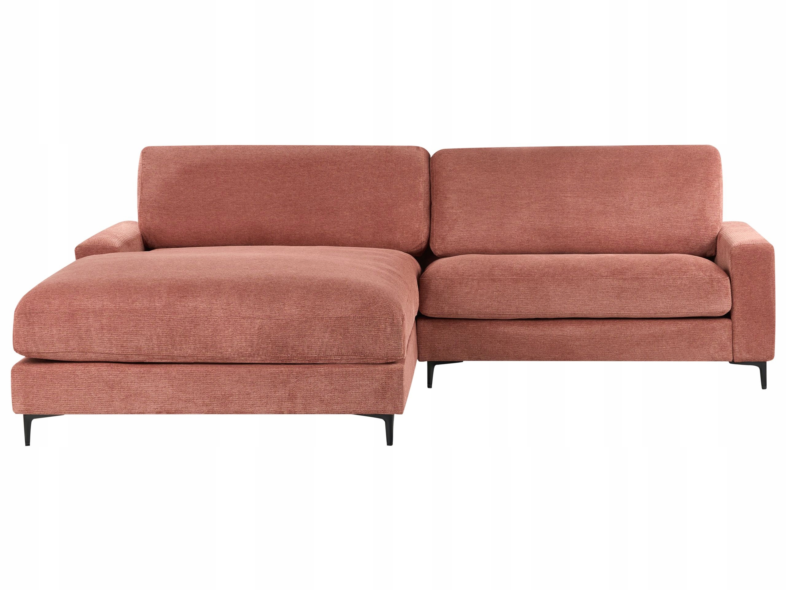 Sofa narożna prawostronna czerwona w kolorze czerwonym