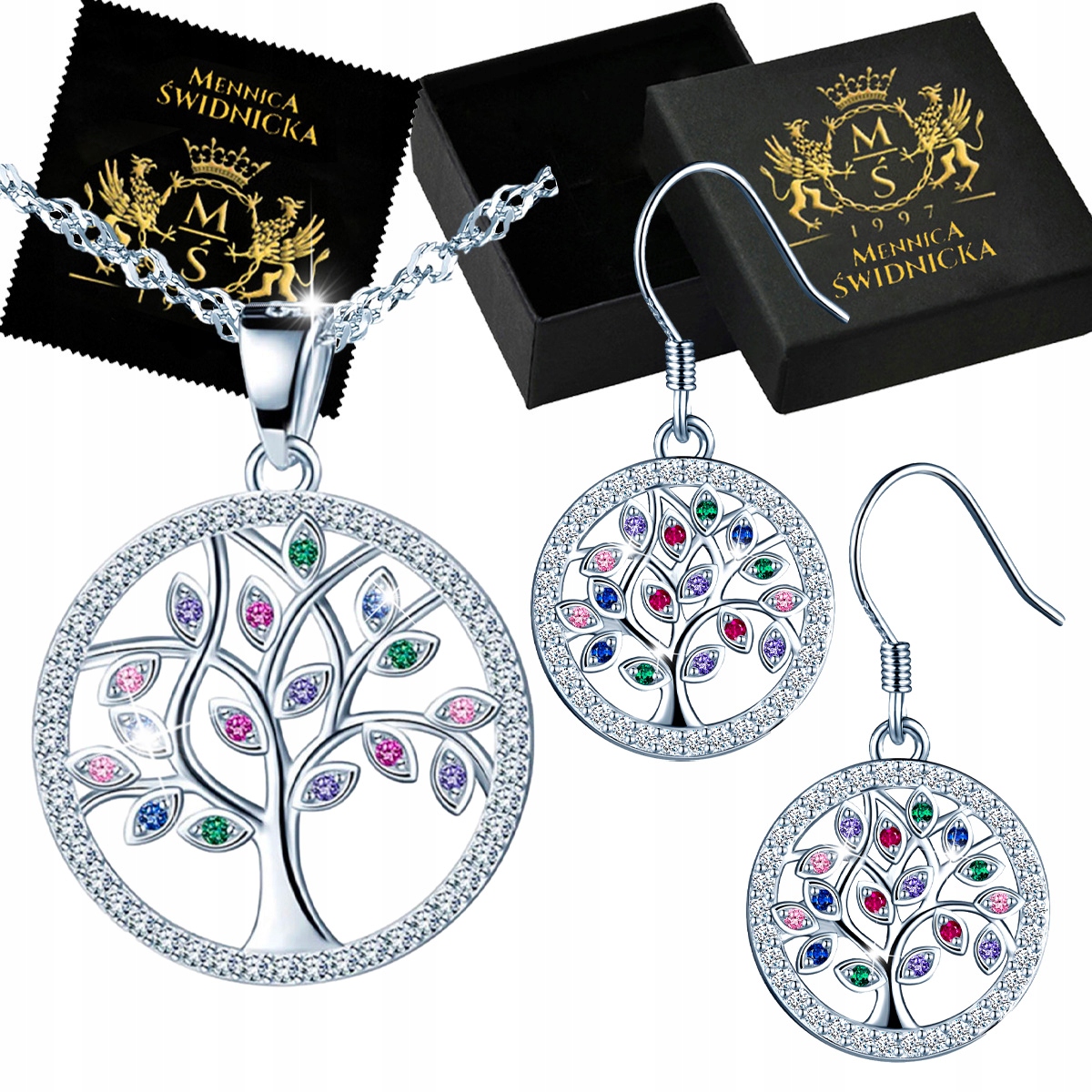 Sada stříbrných šperků 925, Stříbro Dárek Gravírování stromečku