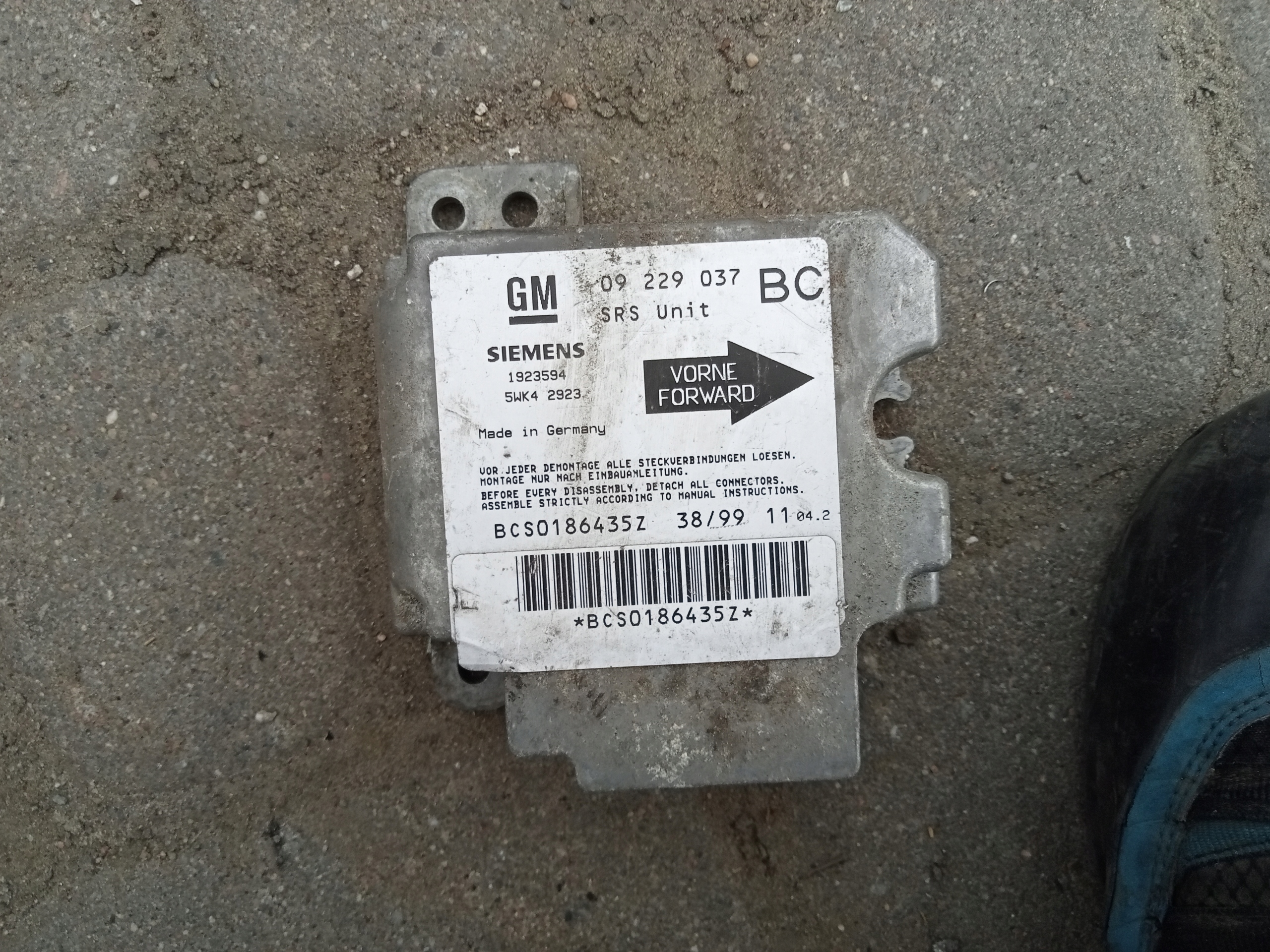 SENSOR AIRBAG OPEL ASTRA G/ZAFIRA A 98-09