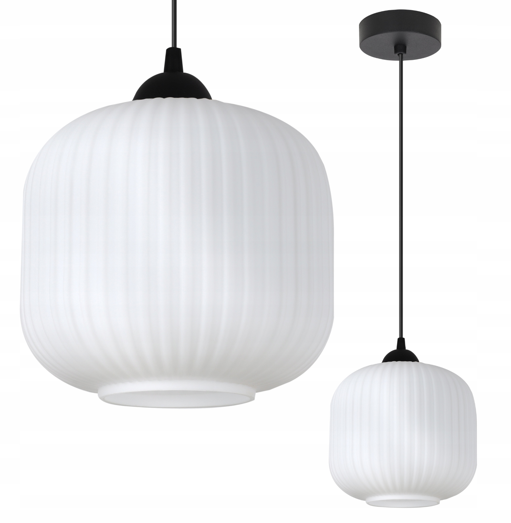 Lampa Sufitowa Wisząca Żyrandol Pojedyncza Biały Szklany Klosz Glamour E27