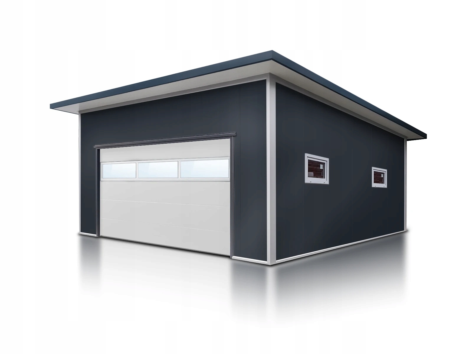 Garáž ze sendvičové desky 6x6 grafit 2x okno dveří prosklená brána+automat