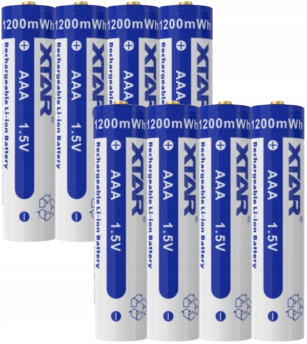 Akumulátory Xtar Aaa R3 Li-ion 1.5V 750mAh Sada 8 Ks 1200 Cyklů