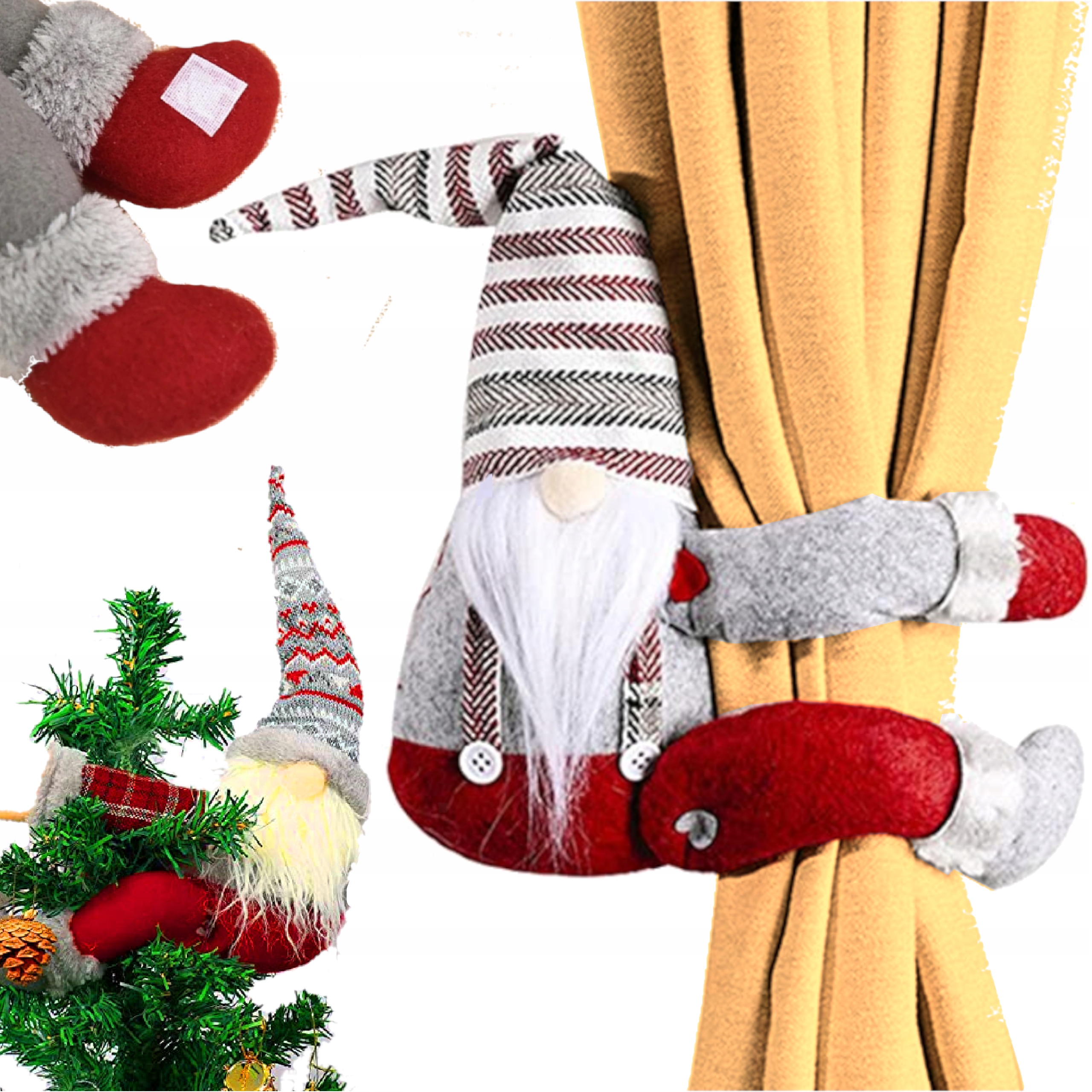 

Krasnal Świąteczny Skrzat Klamra Do Zasłon Choinki