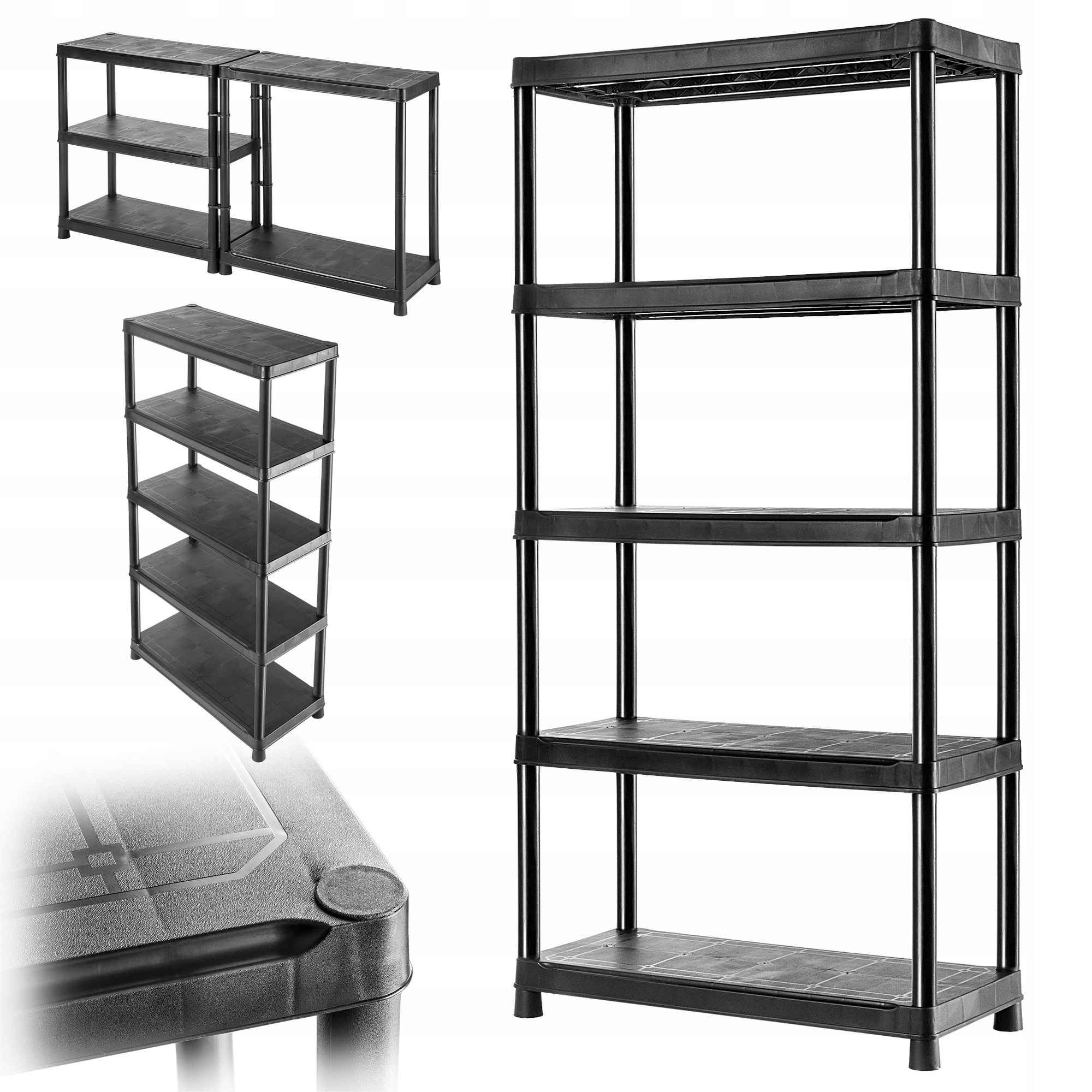 Dílenský Plastový Skladový Regál 182x90x40 cm 5 Polic 250 kg Keter