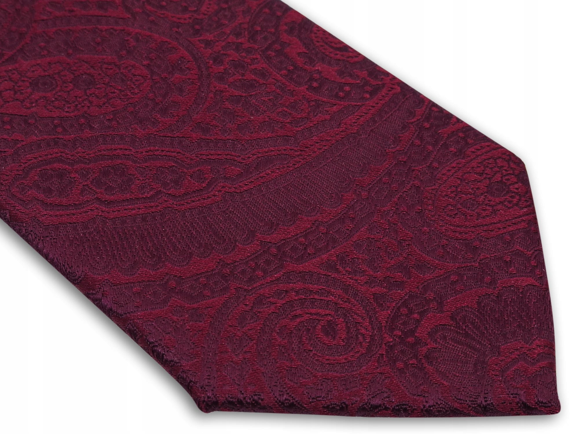 Bordowy krawat męski - strukturalny paisley D316 Marka Modini