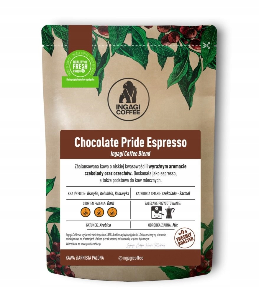 Levně Káva Chocolate Pride Espresso 1 kg, čerstvě pražená zrnková
